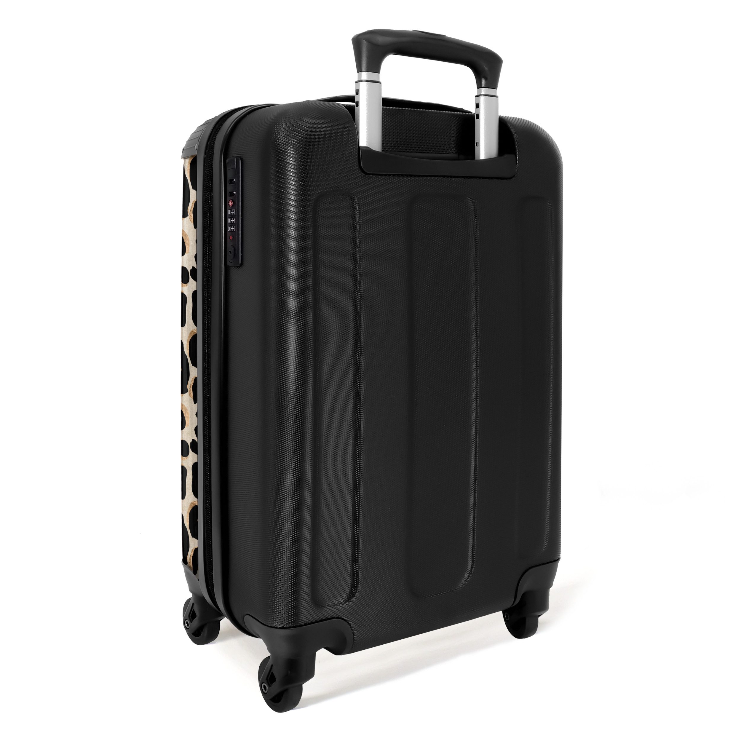 NoBoringSuitcases.com© Hartschalen-Trolley Tiermuster - Braun - Panther 55x35x20cm, 4 Rollen, Reisetasche mit Rollen, Koffer Handgepäck Flugzeug
