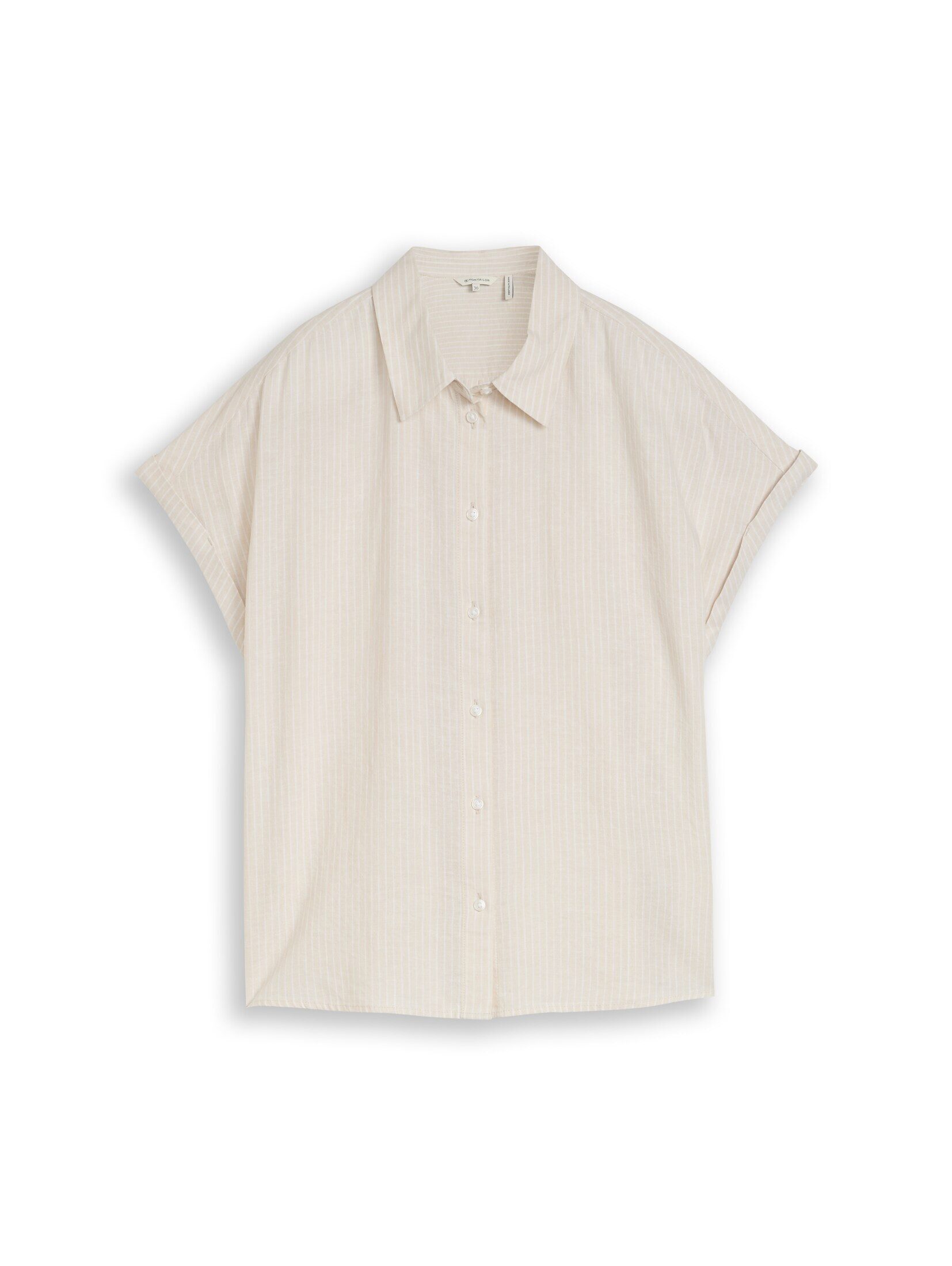 TOM TAILOR Kurzarmbluse Blusen & Shirts Loose Fit Bluse mit Leinenanteil