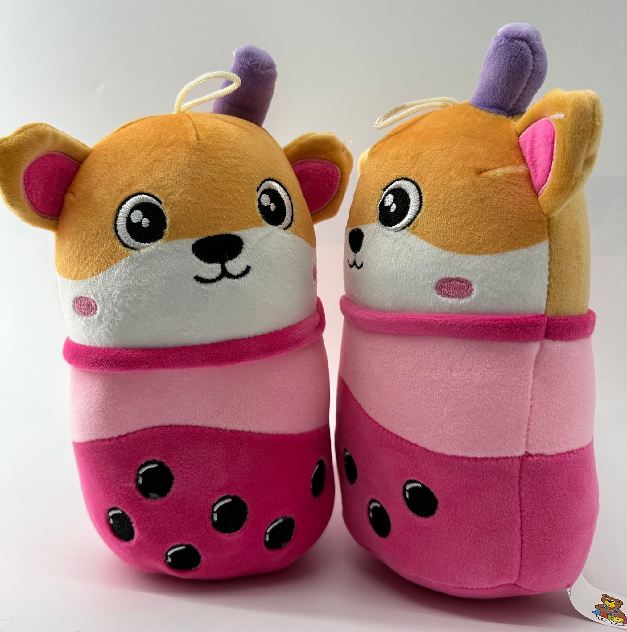 soma Kuscheltier bubble tea kuscheltier bubble tea plüschtier Hund Bär Pink Orange 20cm (1-St), bubble tea kuscheltiere bubble tea plüschtier kuscheltier bubble tea
