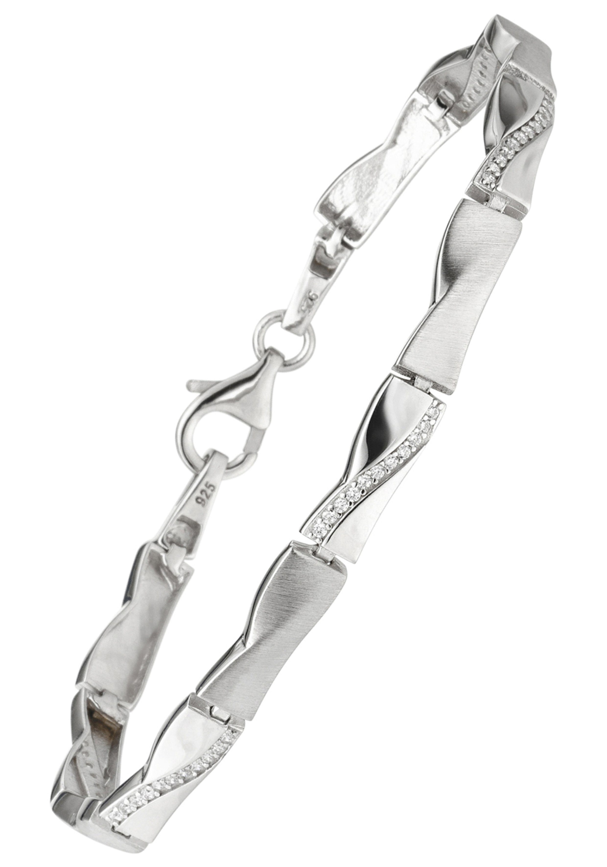cm, 5,3 55 mit 925 Armband, 19 mm ca. Zirkonia 2,6 Silber JOBO ca. x cm, mm 19 Länge Stärke