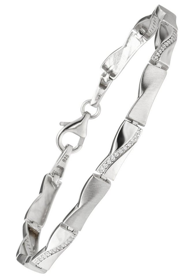 JOBO Armband, 925 Silber mit 55 Zirkonia 19 cm, Länge ca. 19 cm, Stärke ca.  5,3 mm x 2,6 mm