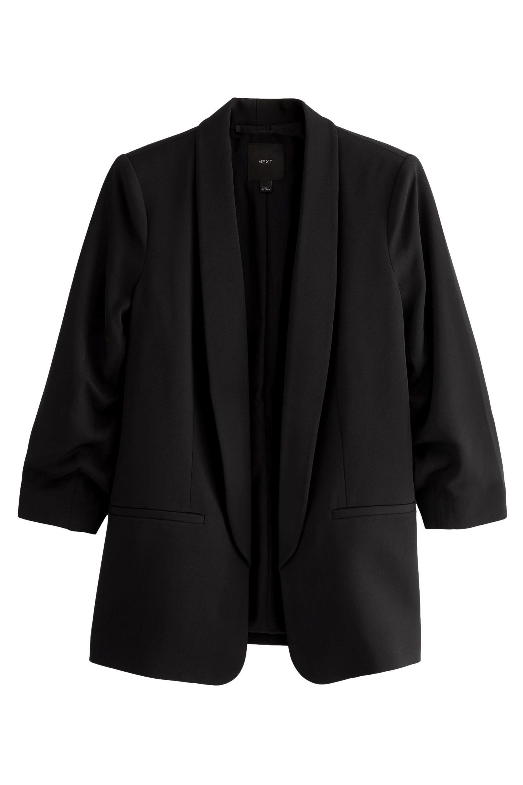 Next Jackenblazer Relaxed Fit Blazer mit Raffärmeln und Vichykaros (1-tlg)