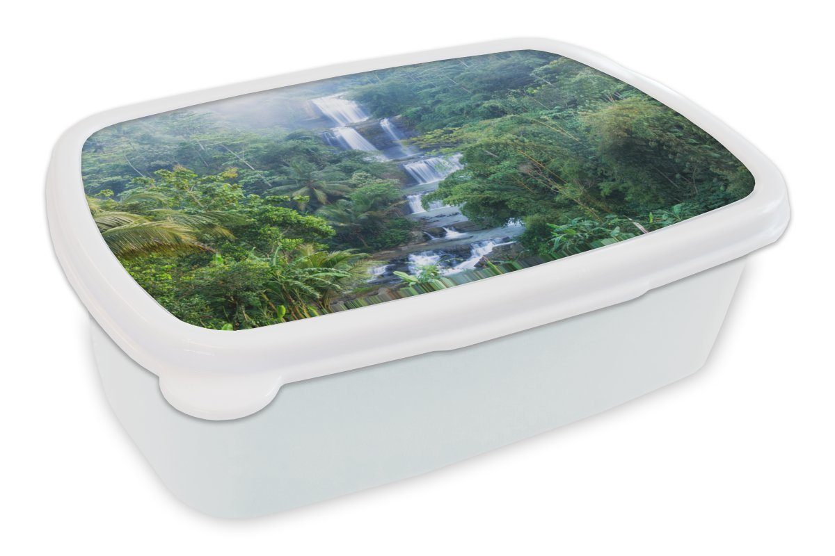 Brotbox Wasserfälle Mädchen (2-tlg), MuchoWow Brotdose, für und Erwachsene, in Indonesien, Kunststoff, für weiß Kinder Jungs und Lunchbox