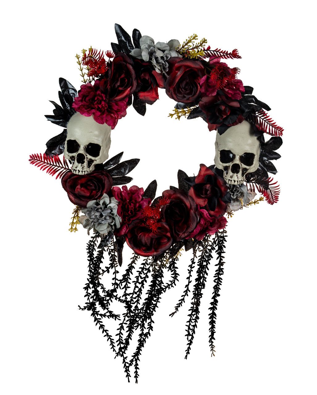 Horror-Shop Dekofigur Morbider Halloween Türkranz mit vertrockneten Rose