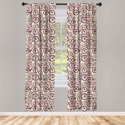 Gardine »Vorhang für Wohnzimmer Schlafzimmer Dekor«, Abakuhaus, Microfaser, Fahrrad Rosa Blumen-Gekritzel