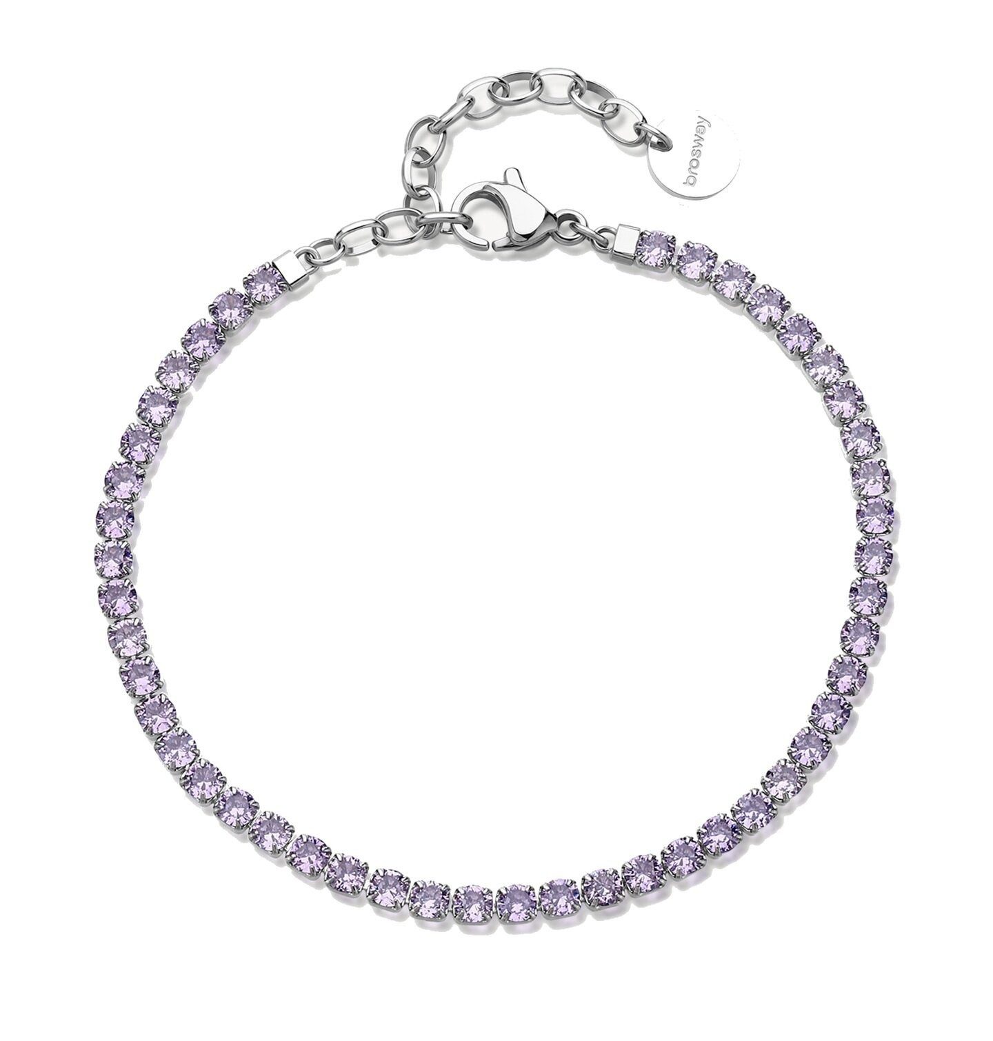 Brosway Tennisarmband Tennis steel bracelet with purple zircons Desideri BEI103