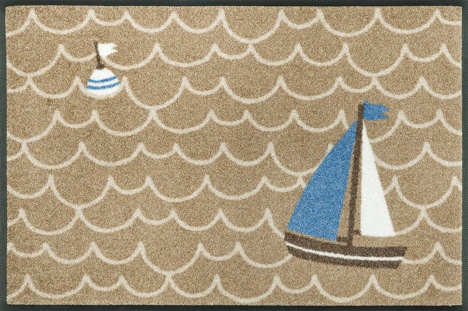 Fußmatte Leinen los, wash+dry by Kleen-Tex, rechteckig, Höhe: 7 mm,  Schmutzfangmatte, Motiv Segelboot, maritim, rutschhemmend, waschbar