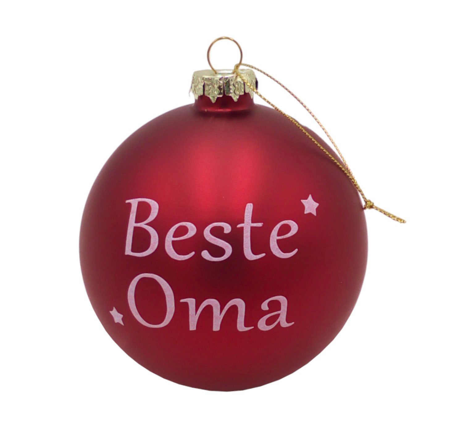 10cm Deko Glas-Weihnachtsbaumkugeln mit BURI Christbaumschmuck Spruch rot Weihnachtsbaumkugel