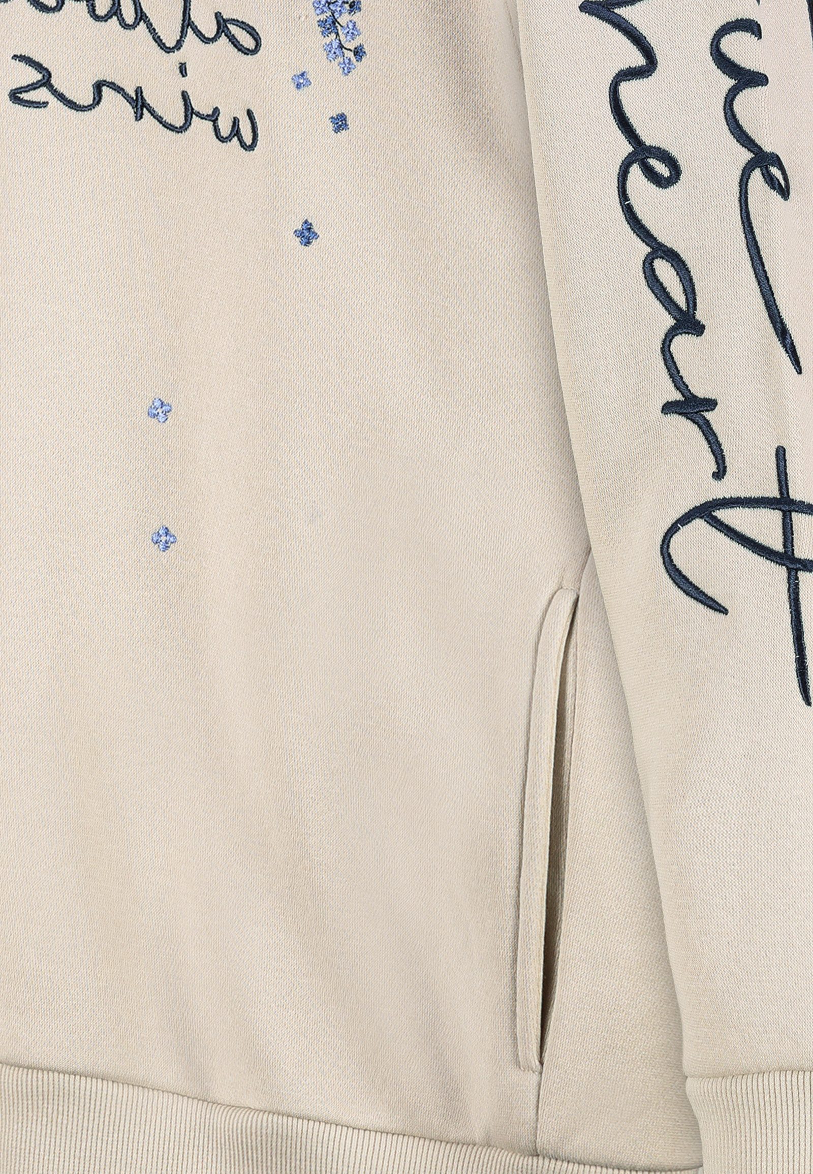 Eight2Nine Kapuzenpullover Damen Hoodie mit Bestickung und Kapuze Sweater, Kapuzensweatshirt mit Eingrifftaschen, mit Kapuze