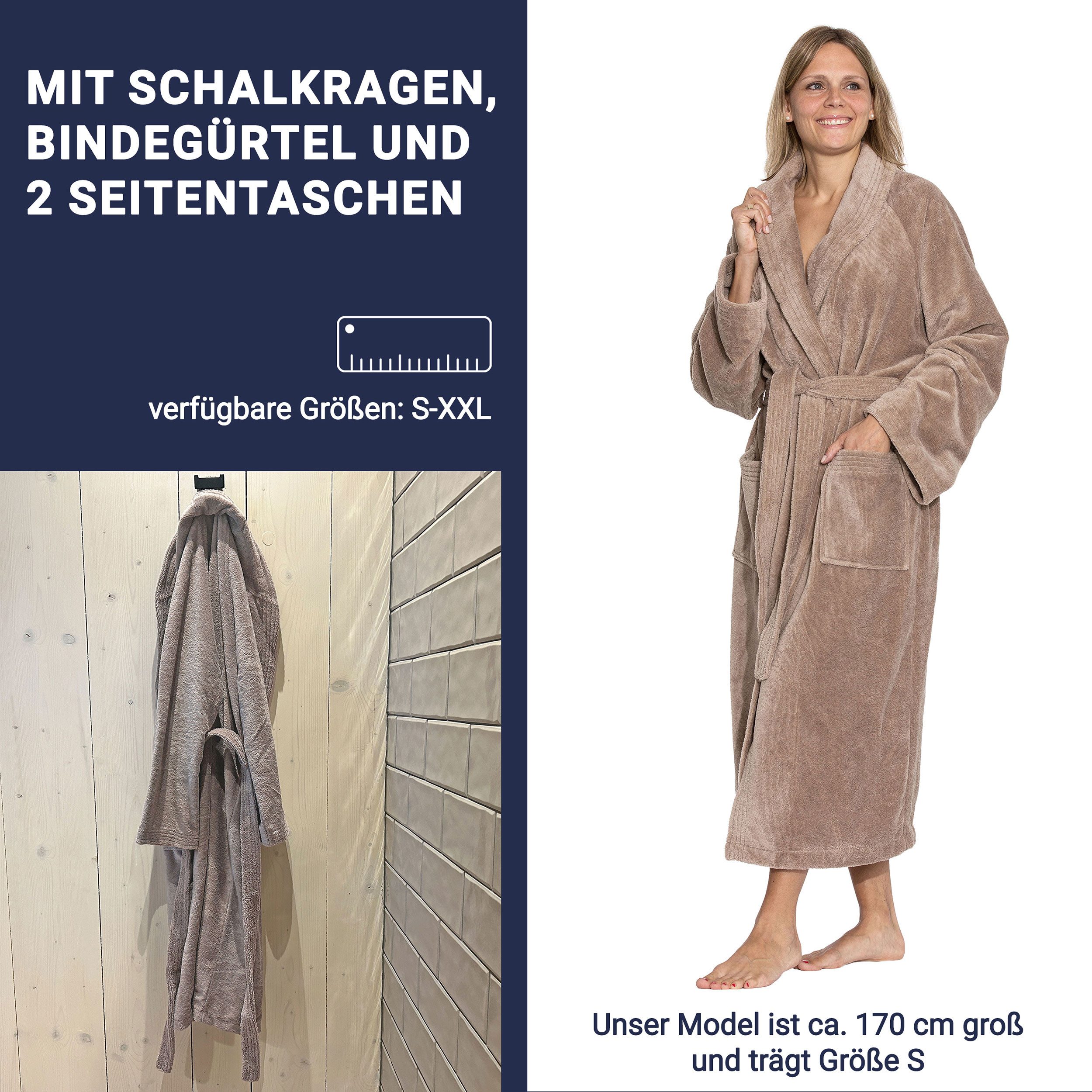 ZOLLNER Unisex-Bademantel, 50% Polyester, 50% Baumwolle, günstig online kaufen