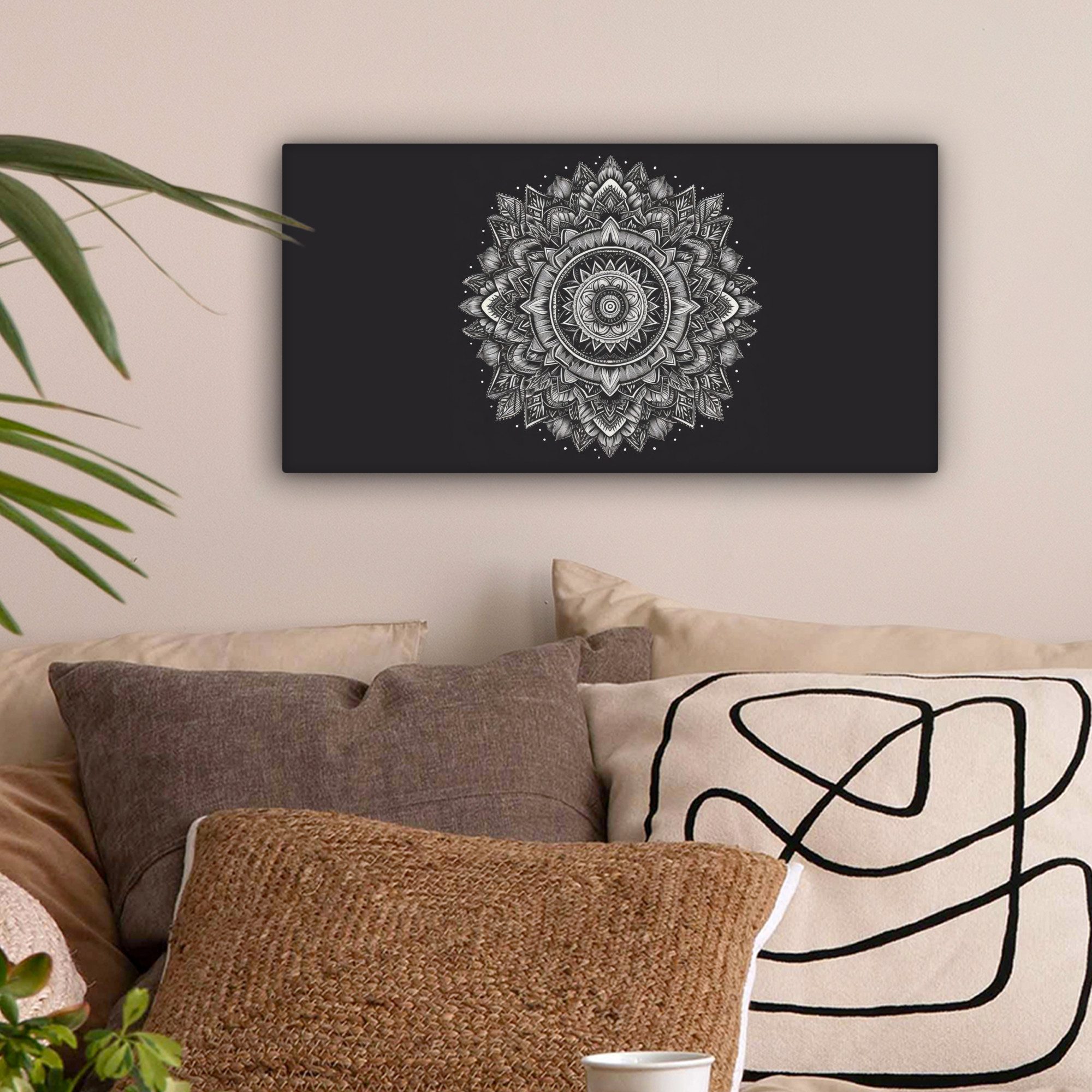 OneMillionCanvasses® Leinwandbild Panorama Mandala - Schwarz günstig online kaufen