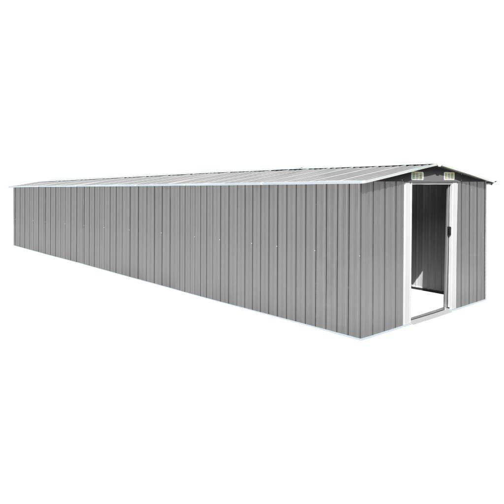 vida XL Gartenhaus Gerätehaus Grau 257x779x181 cm Verzinkter Stahl