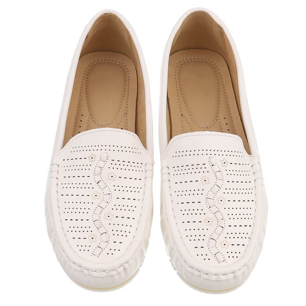 Ital-Design Damen Slipper mit erhöhtem Tragekomfort und Luftdurchlässigkeit Slipper (91512541) Flach Mokassins in Weiß – Bild 4 von 5