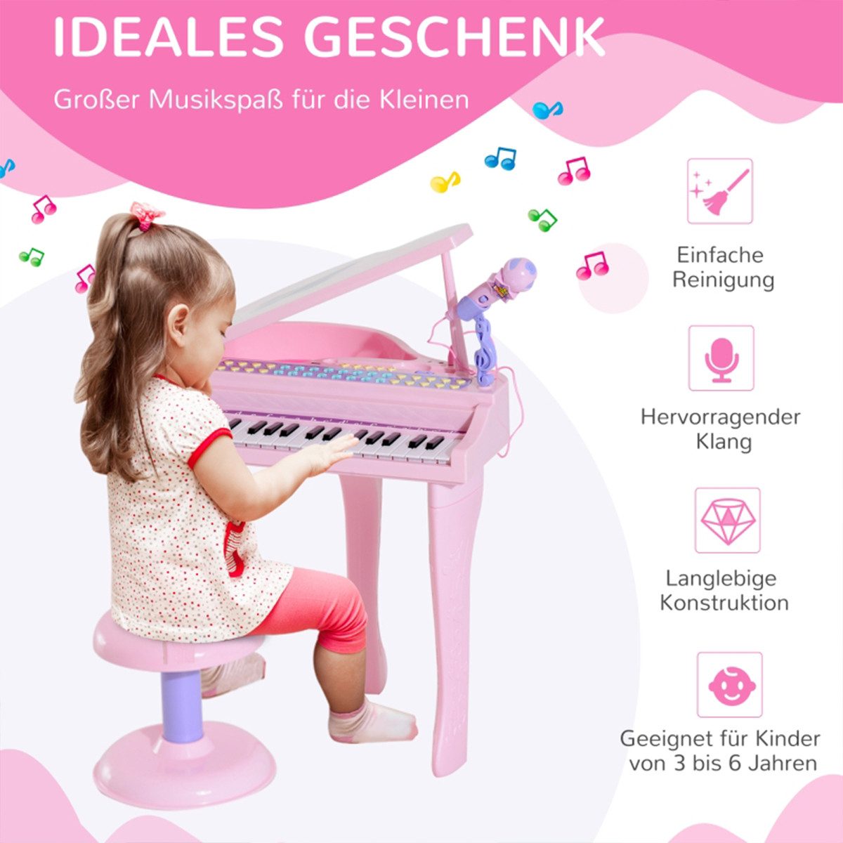 XDeer Spielzeug-Musikinstrument Digitalpiano Kinder Keyboard mit 37 Tasten günstig online kaufen