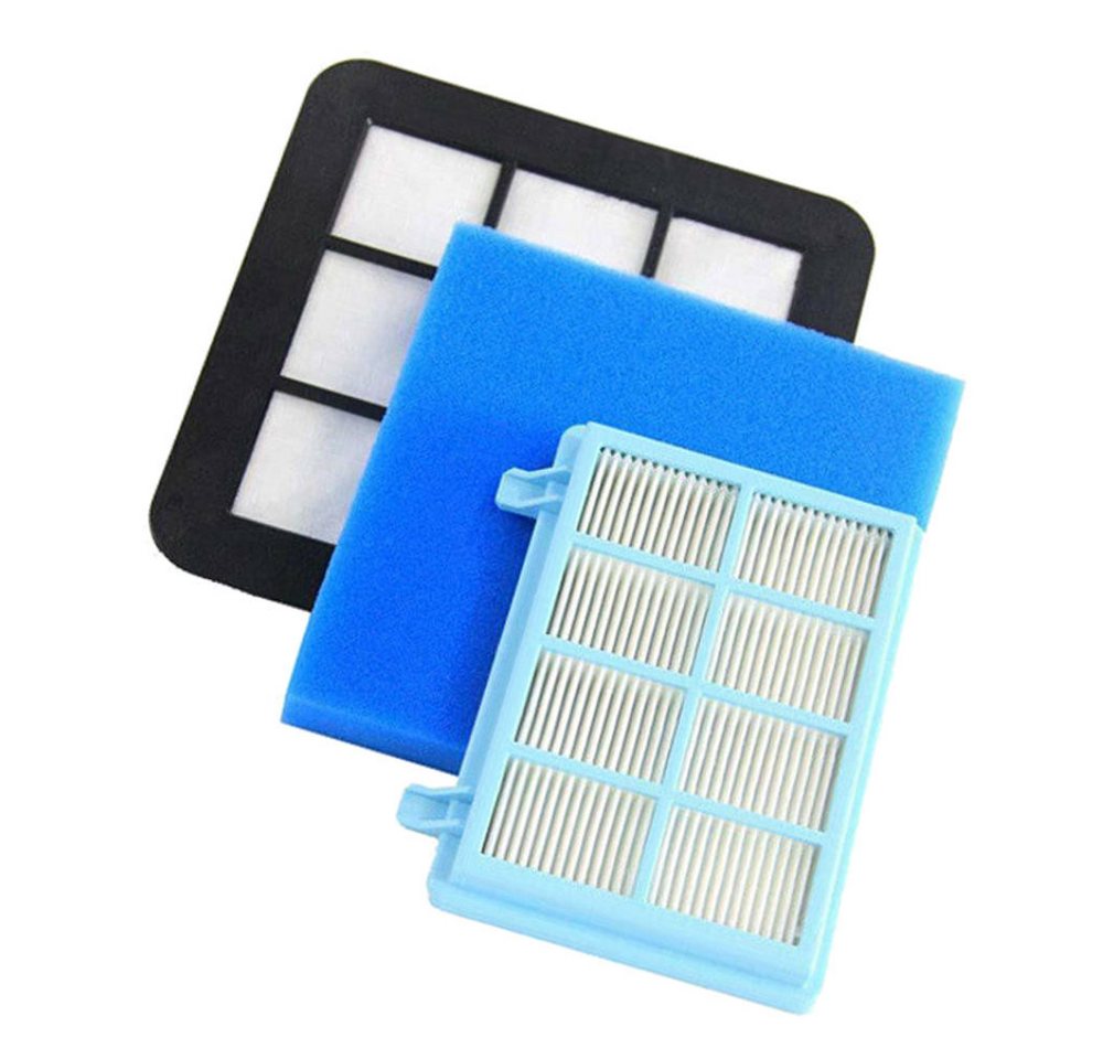 Trade-Shop Filter-Set passend für Philips Power Pro Compact / Active FC 9332 FC 9333, Zubehör für Philips FC8010/01, FC 8010, HEPA Abluftfilter, waschbarer Motorfilter, Schaumstoffilter