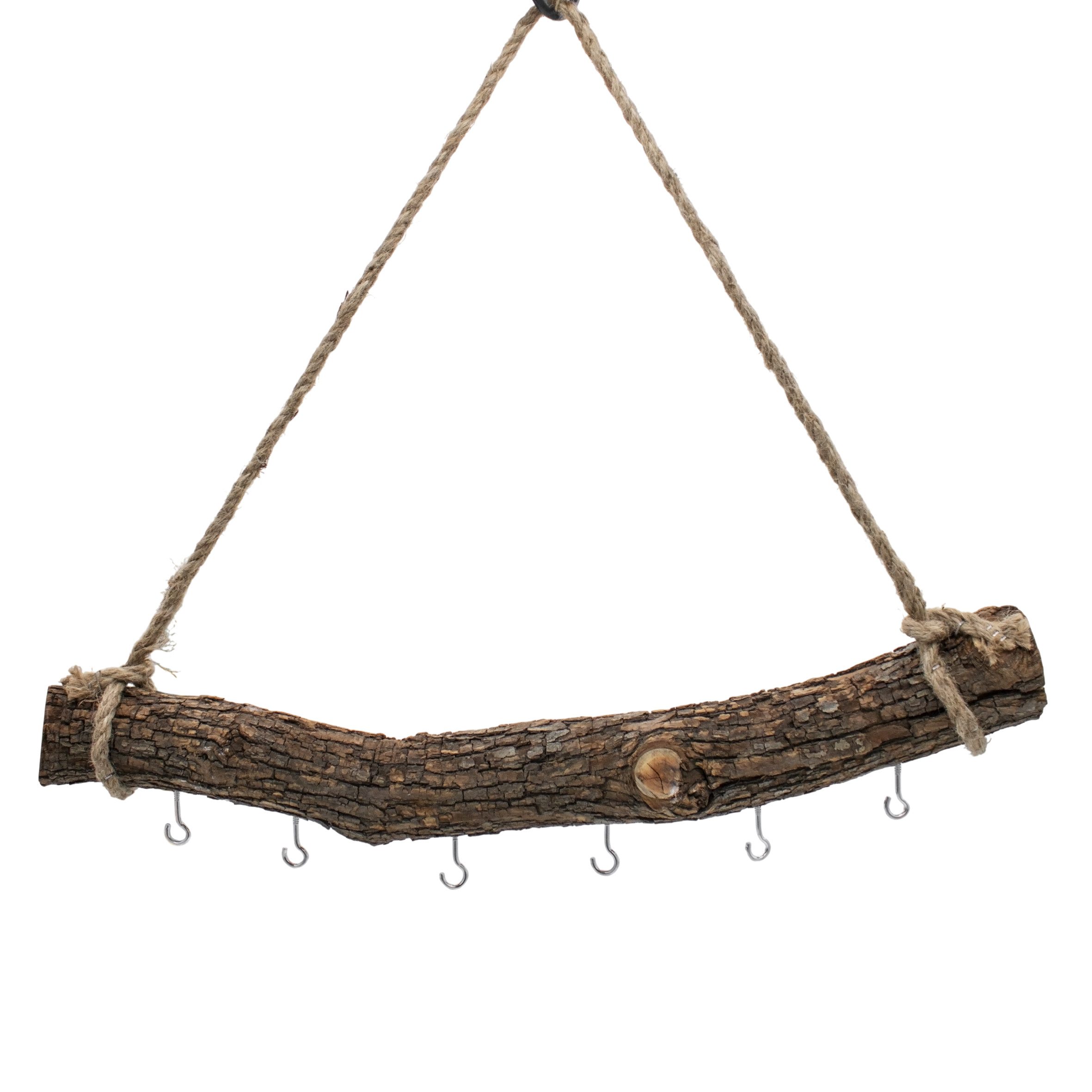 Spetebo Hängedekoration Holzast massiv zum Hängen mit 6 Haken zum Dekorieren - 56 cm (Stück, 1 St., 1), gewicht ca. 1,2 kg