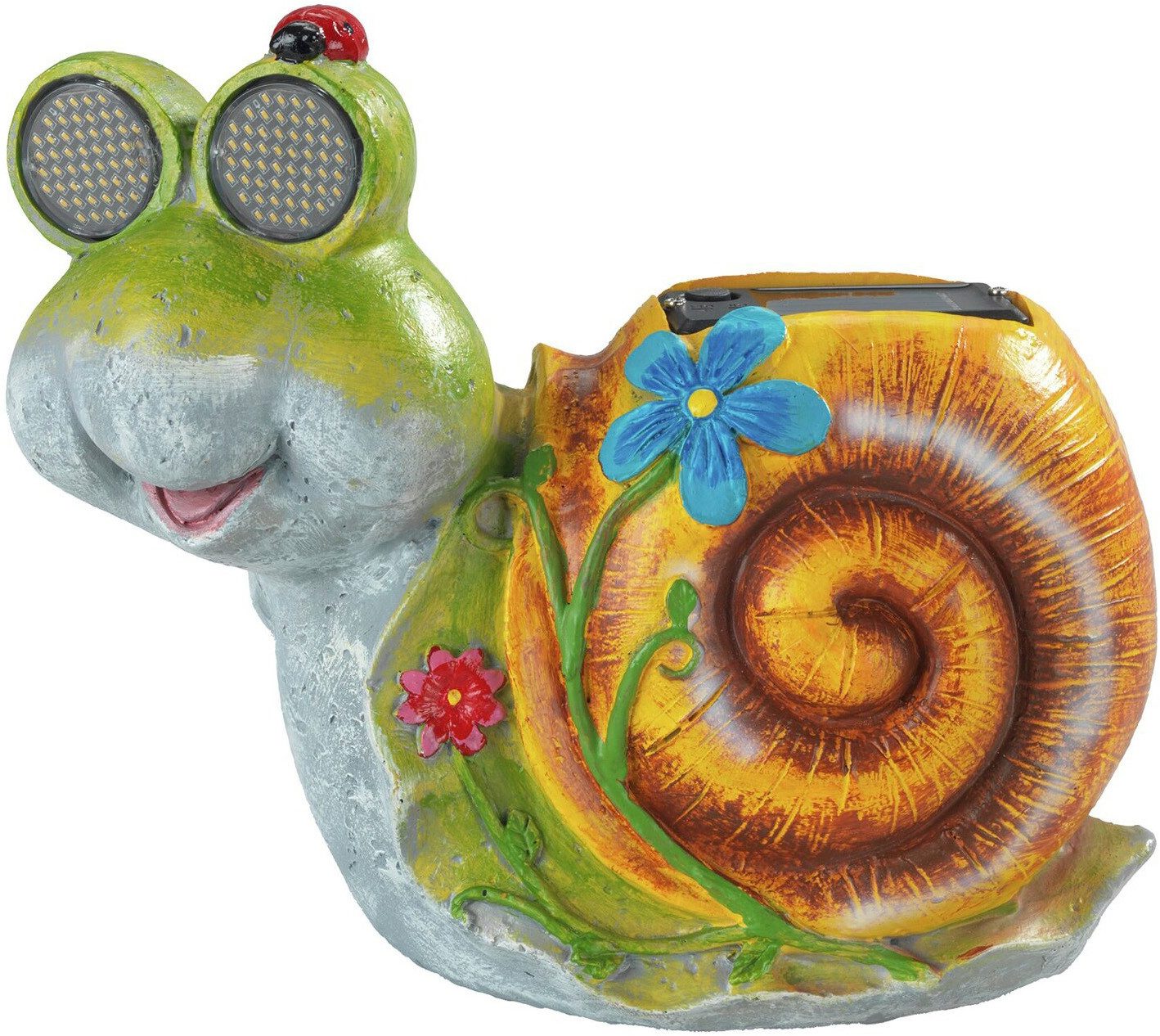 Maximex LED Dekofigur Modell Blinky Eyes Schnecke, Ein-/Ausschalter, LED fest integriert, Warmweiß, solarbetriebene Gartenfigur mit leuchtenden Augen, für Garten & Balkon