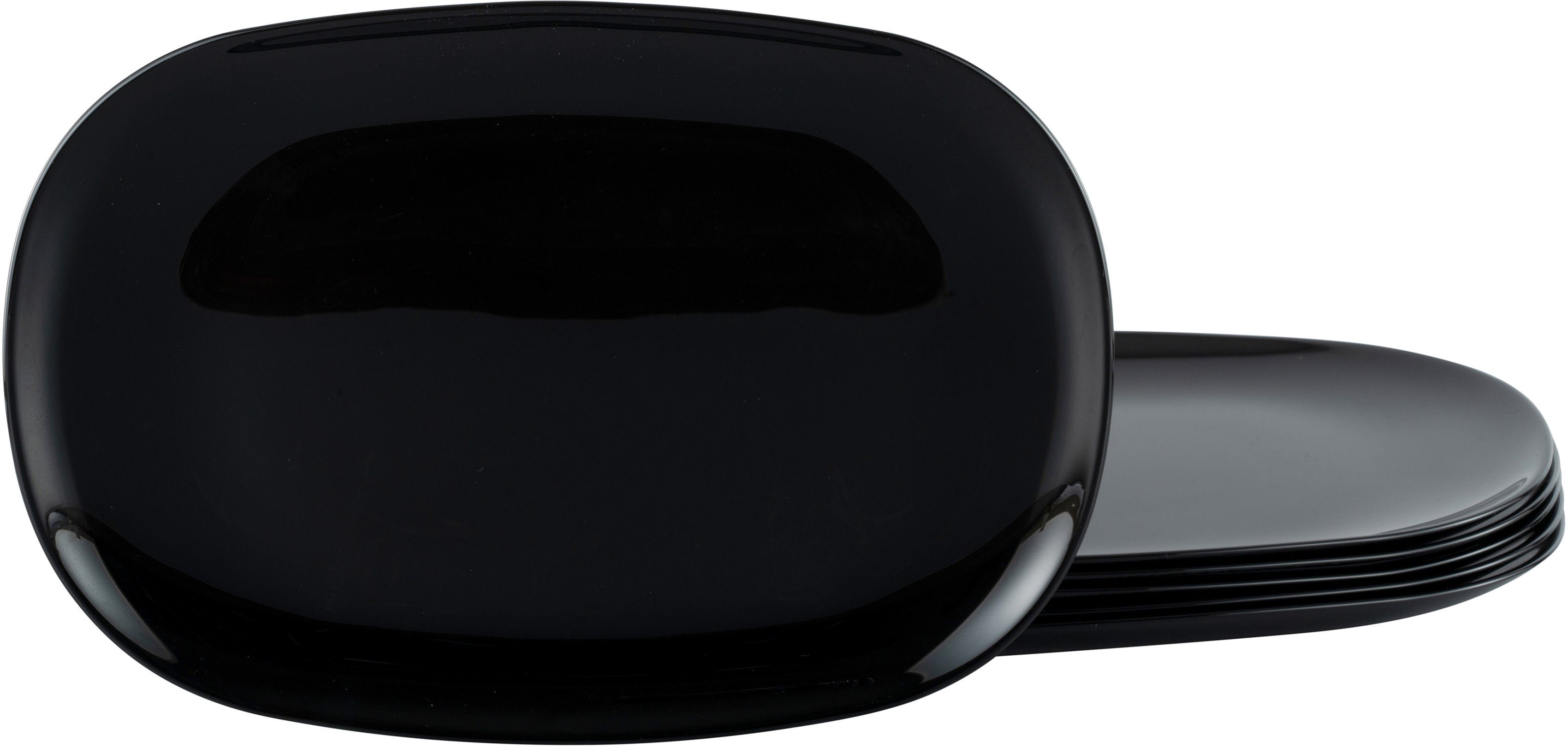 Luminarc Steakteller Essteller Italien Party, (6 St), Teller Set für 6 Personen, extra resistent, schwarz, Opalglas