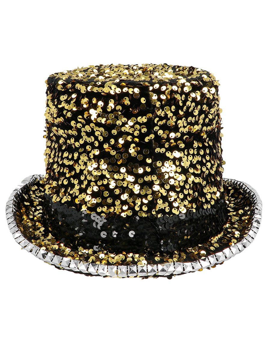 Boland Kostüm Festival Zylinder mit goldenen Pailletten, Großzügig glitzernde Kopfbedeckung