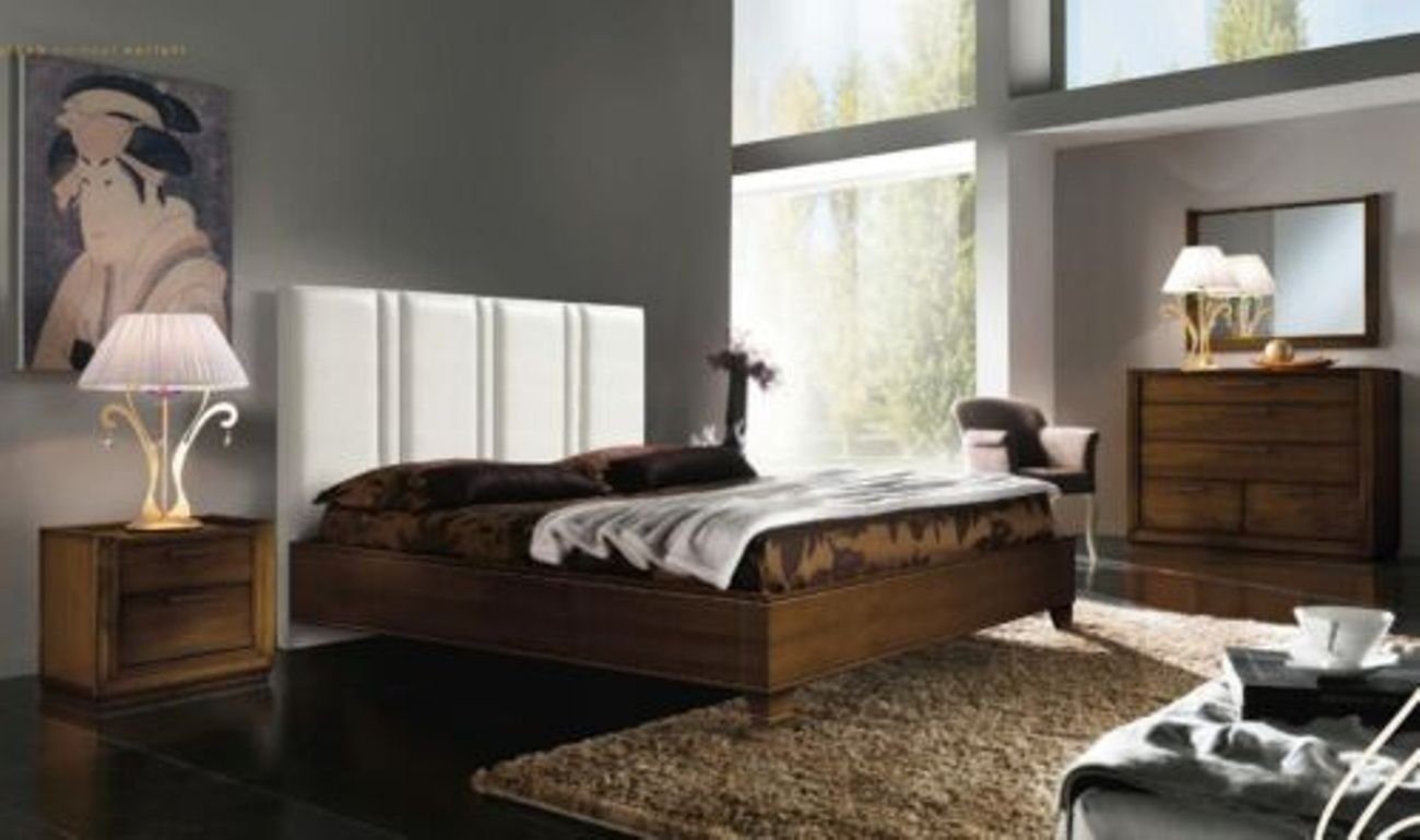 JVmoebel Schlafzimmer-Set, Bett Nachttisch Kommode Spiegel Doppel Polster Betten Luxus 5tlg. | Komplett-Jugendzimmer