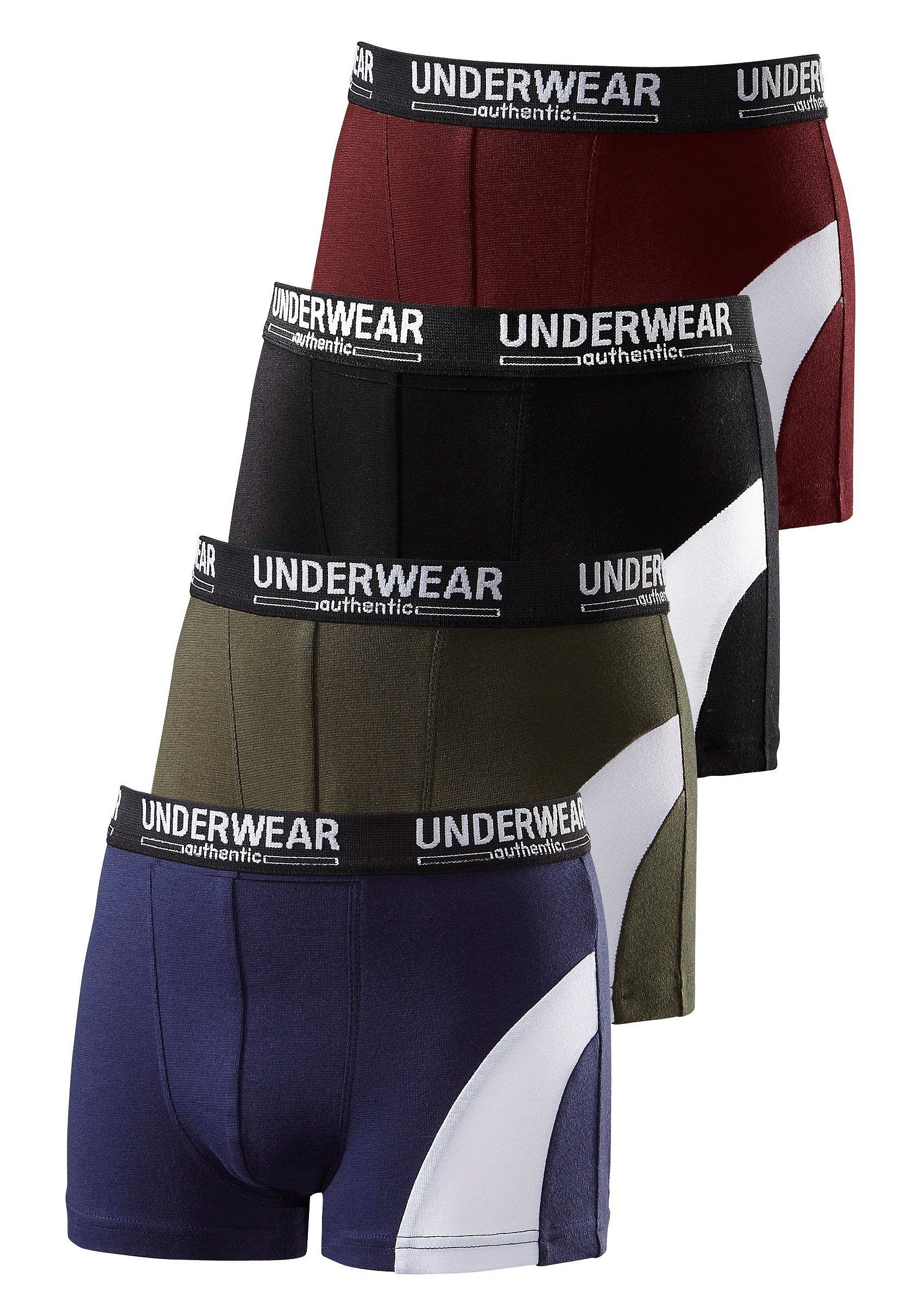 AUTHENTIC UNDERWEAR Boxer (Packung, 4-St) durch Jungen, Einsatz weißen Look cooler für