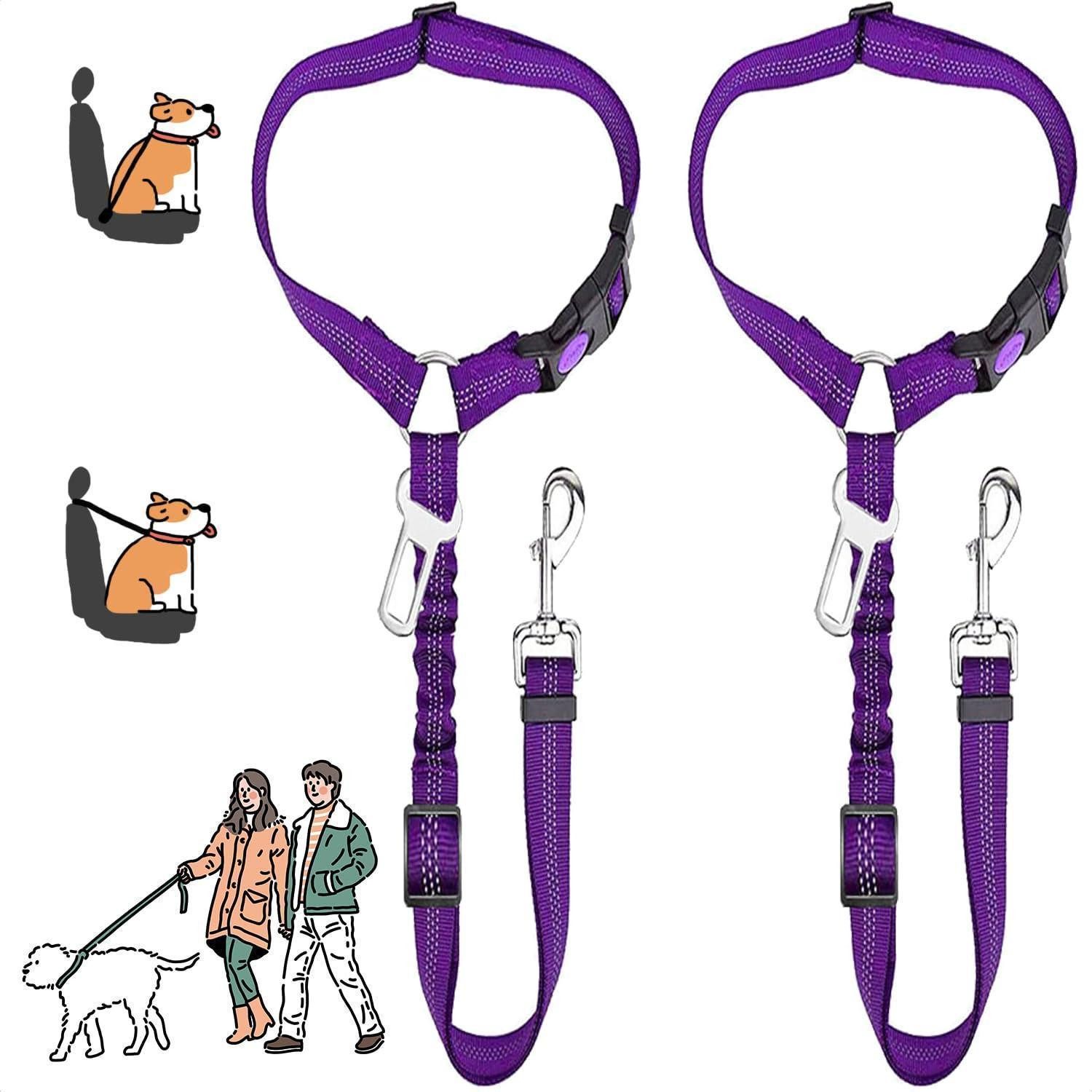 LuxusKollektion Autohundegeschirr Sicherheitsgurt Hunde verstellbar elastisch Autos 2 Stück violett