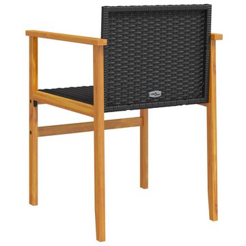 vidaXL Gartenstuhl Gartenstühle 2 Stk. Schwarz Poly Rattan und Massivholz (1 St)