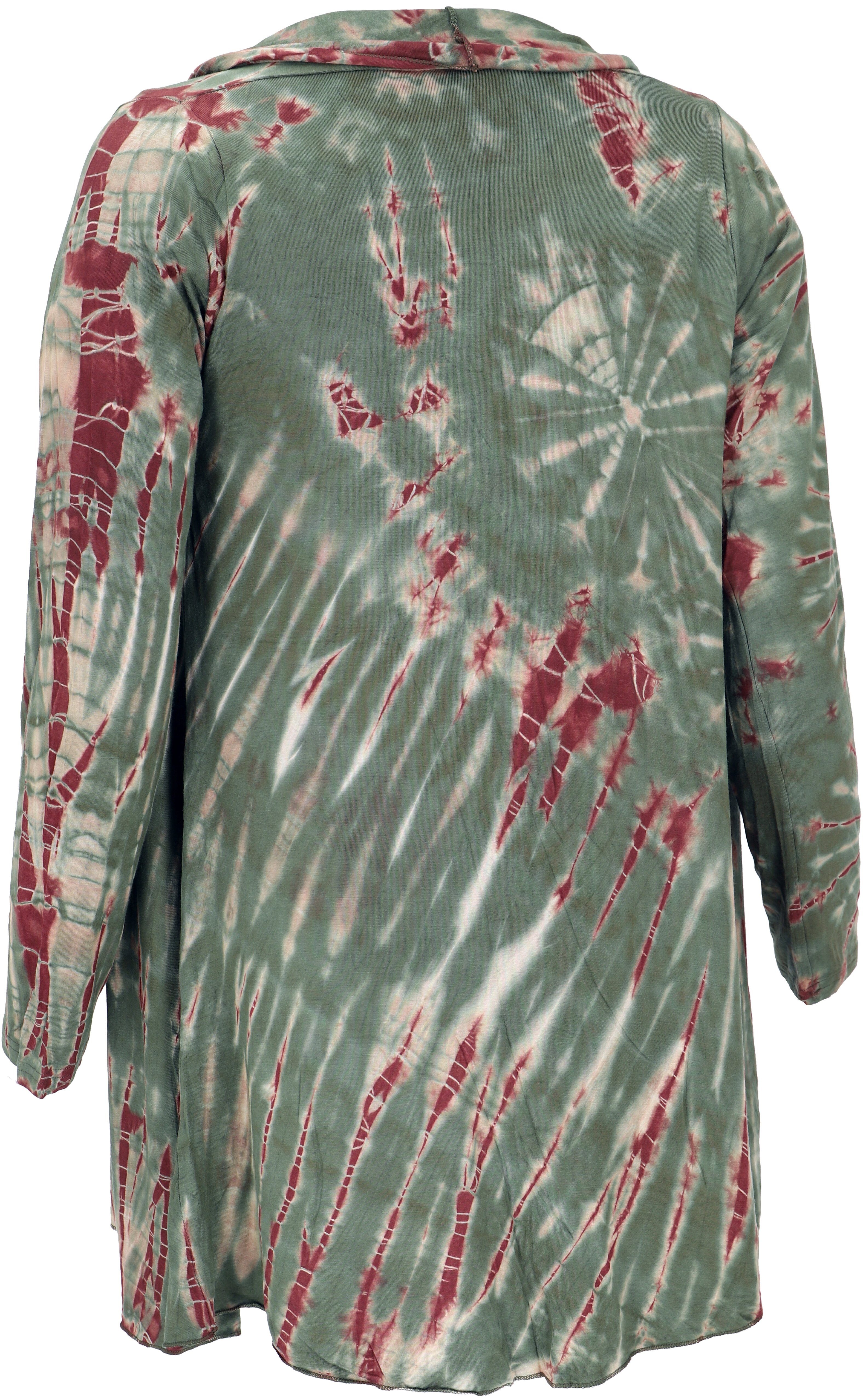 Guru-Shop Langjacke Offener Batik Cardgan, Boho Batikjacke - grün