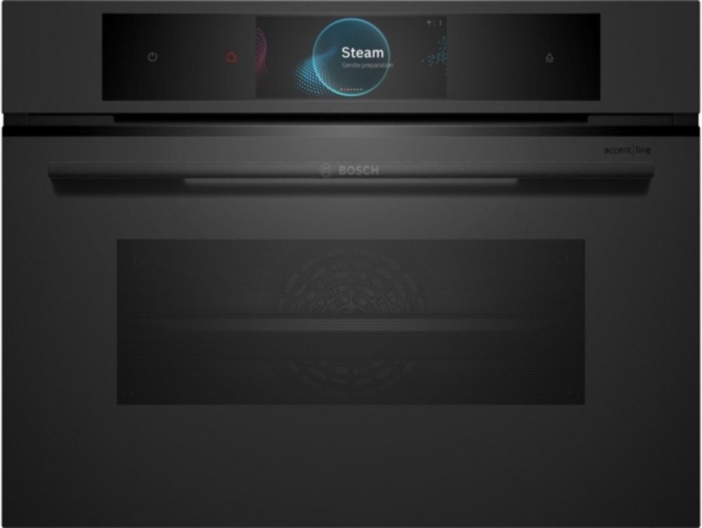 BOSCH Einbaubackofen Serie 8 CSG938DM1 Einbau-Kompaktdampfbackofen, 60 x 45 cm Schwarz matt, EEK:A+