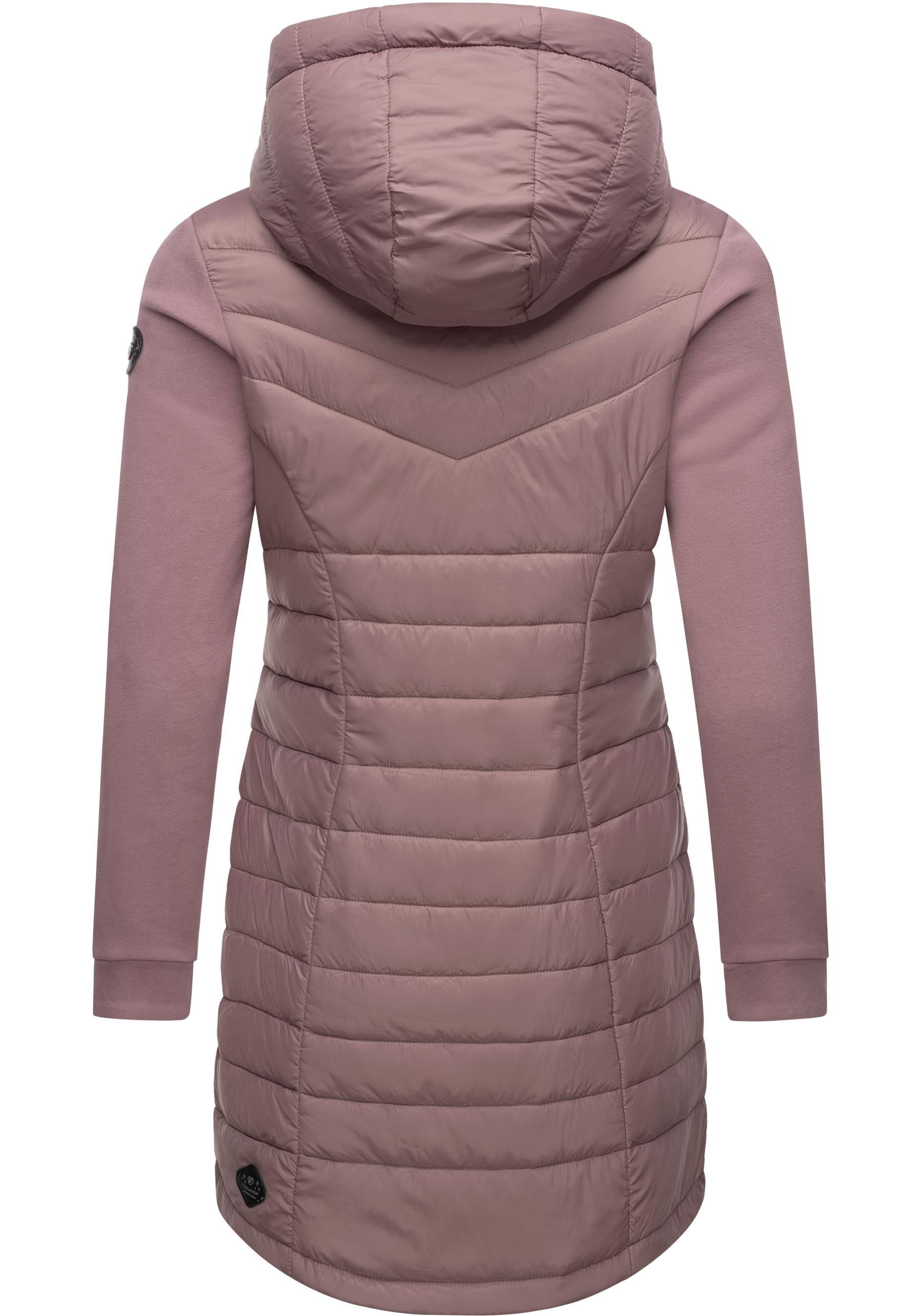 Ragwear Steppmantel Lucinda Long Mantel aus modernem Materialmix mit Kapuze