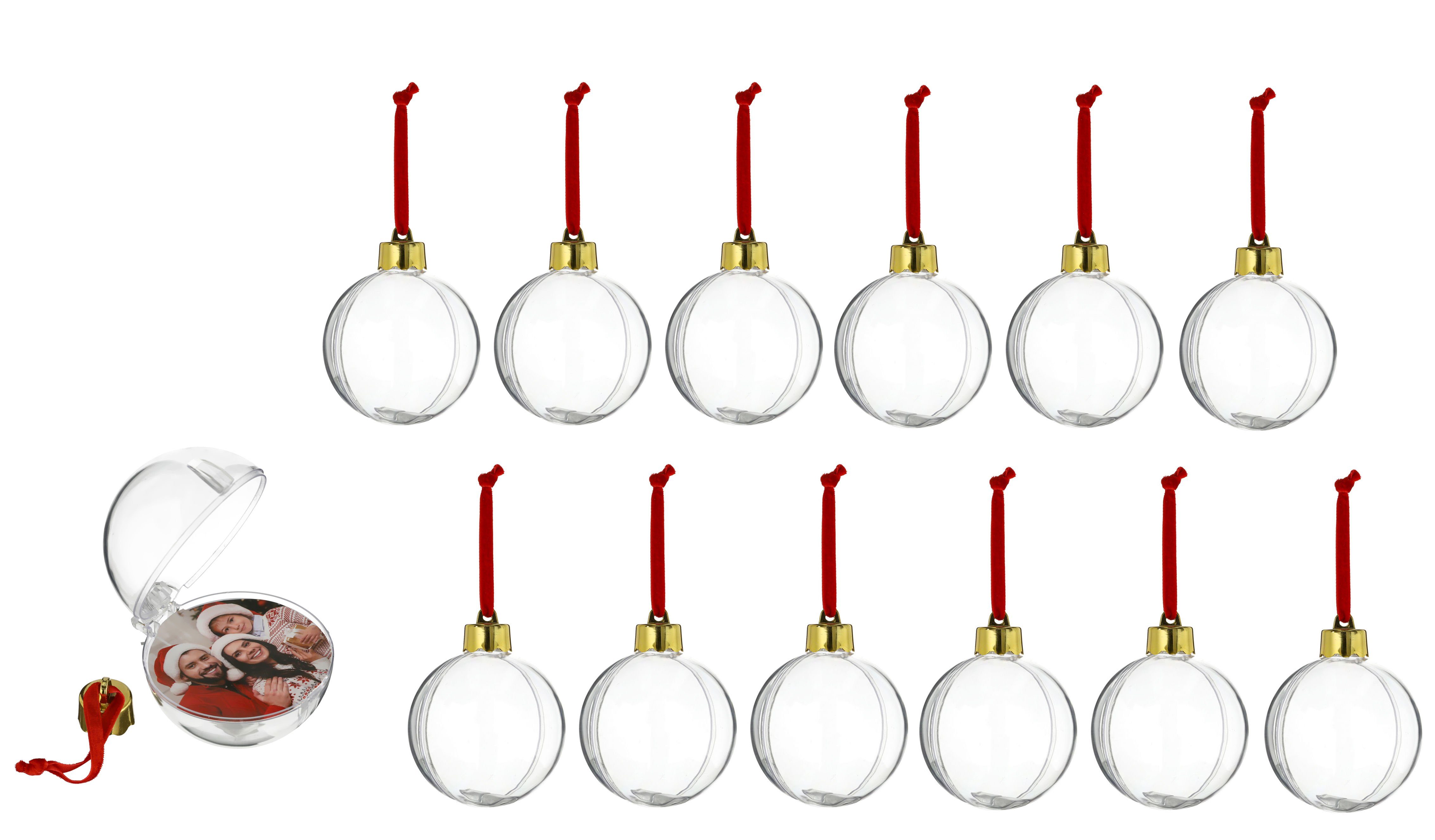 Spetebo Weihnachtsbaumkugel DIY Christbaum Kugeln - 12er Set - Weihnachten, individuell personalisierbar