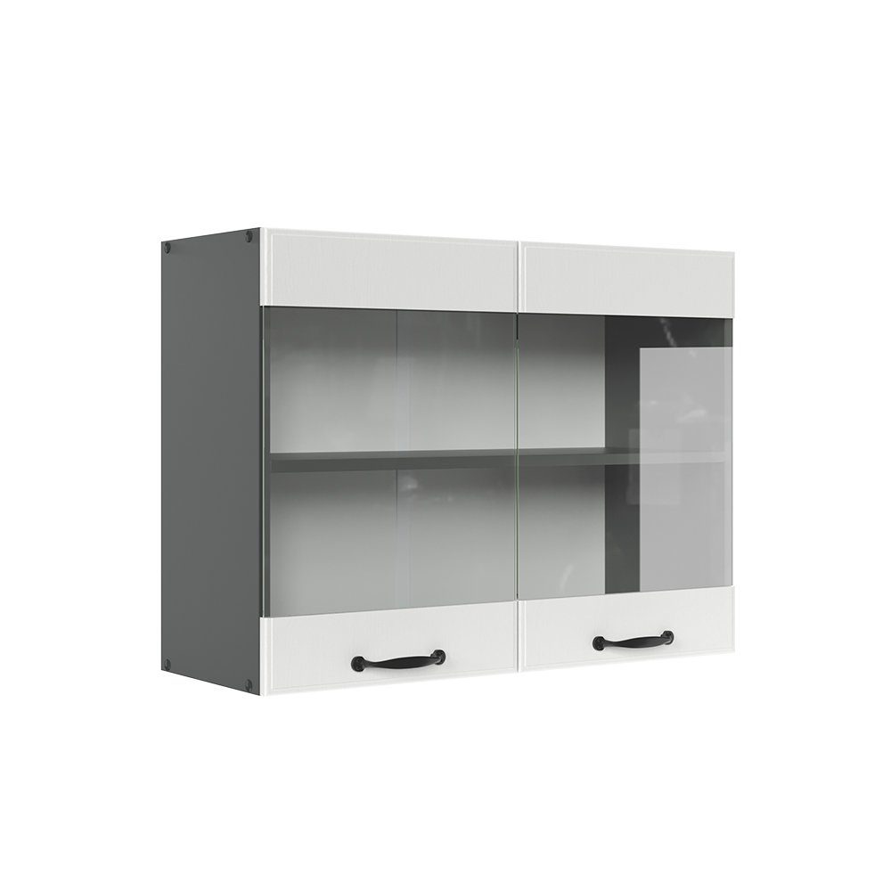 Vicco Glashängeschrank R-Line, Weiß Landhaus/Anthrazit, 80 günstig online kaufen