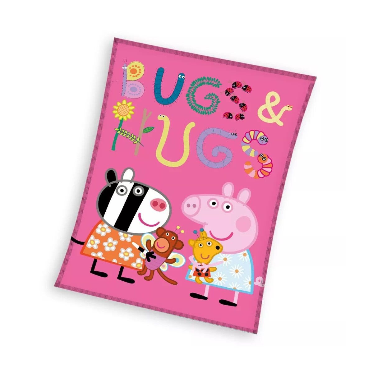 Wohndecke Peppa Wutz Bugs&Hugs coral fleece Decke 110x140cm, Peppa Pig, Geschenkidee für Mädchen und Jungen