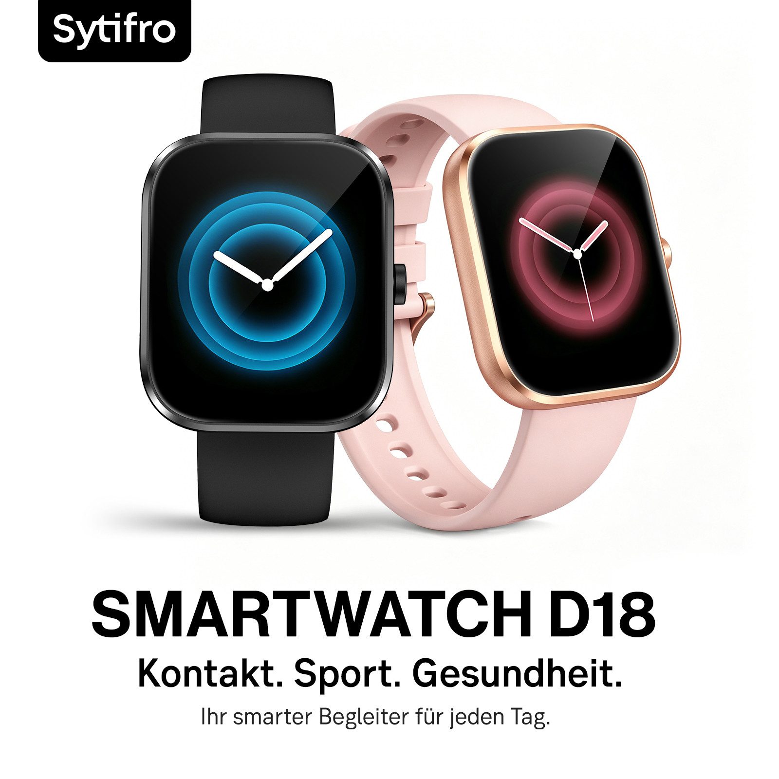 Sytifro Smartwatch Damen Herren, Fitnessuhr mit Diamantgeschliffenes Design Smartwatch (Full Touch Square Fine Sportuhr Damen cm), 150+ Sportmodes, Bluetooth 5. – Bild 2 von 5