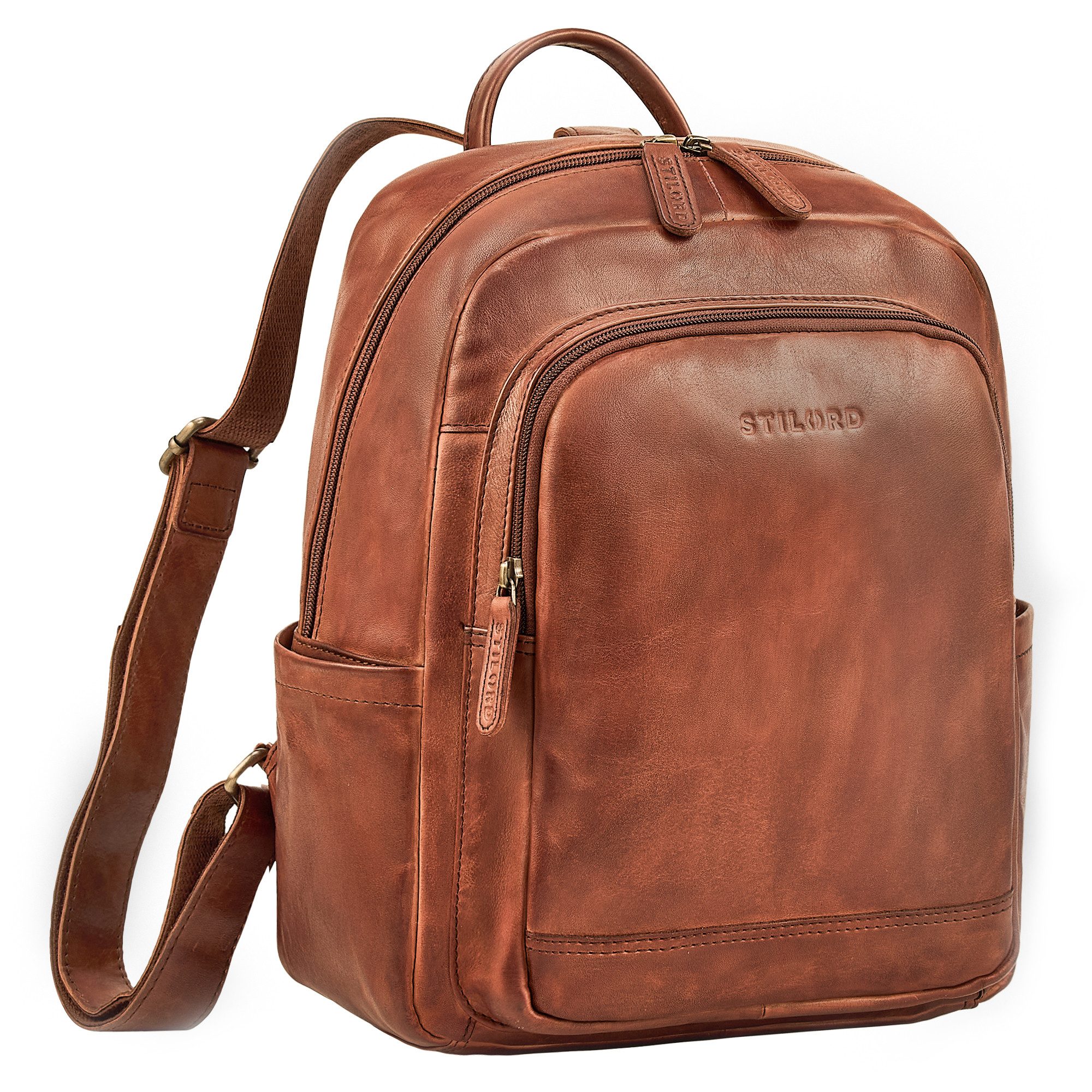 STILORD Cityrucksack "Clarissa" Leder Rucksack Damen Mittelgroß für Tablet 13 Zoll