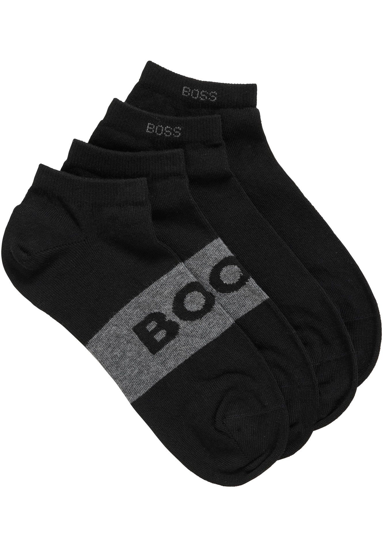 Logo 2er BOSS BOSS Businesssocken Logo-Schriftzug (Packung, 2-Paar, CC 2P eingestricktem Pack) mit AS großem, Black001