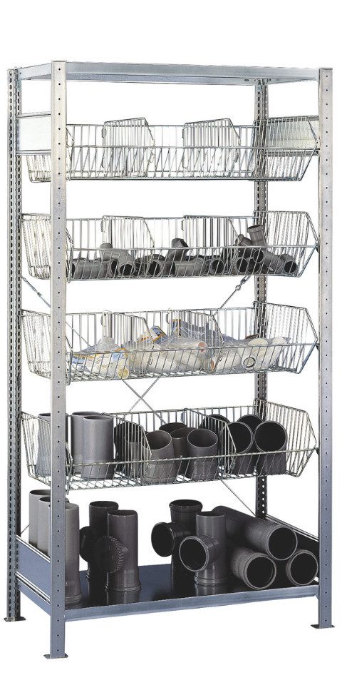 Steckregal Grundregal, Drahtgitterkorbregal MULTIplus150, 2000 x 1000 x 500 mm