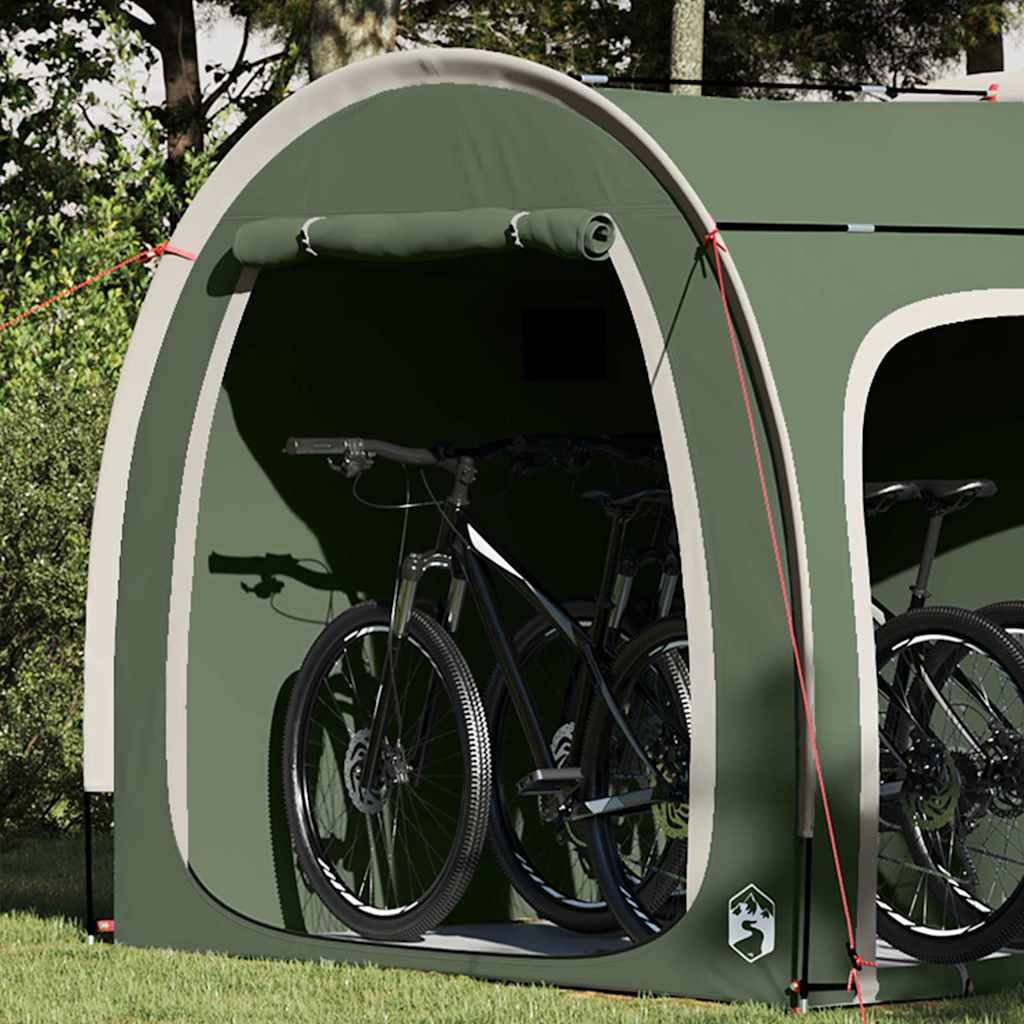 furnicato Bikerzelt Outdoor-Fahrradzelt 218x156x180 cm Grün mit Tragetasche, Windresistentes Fahrradlagerzelt, faltbar und wasserabweisend