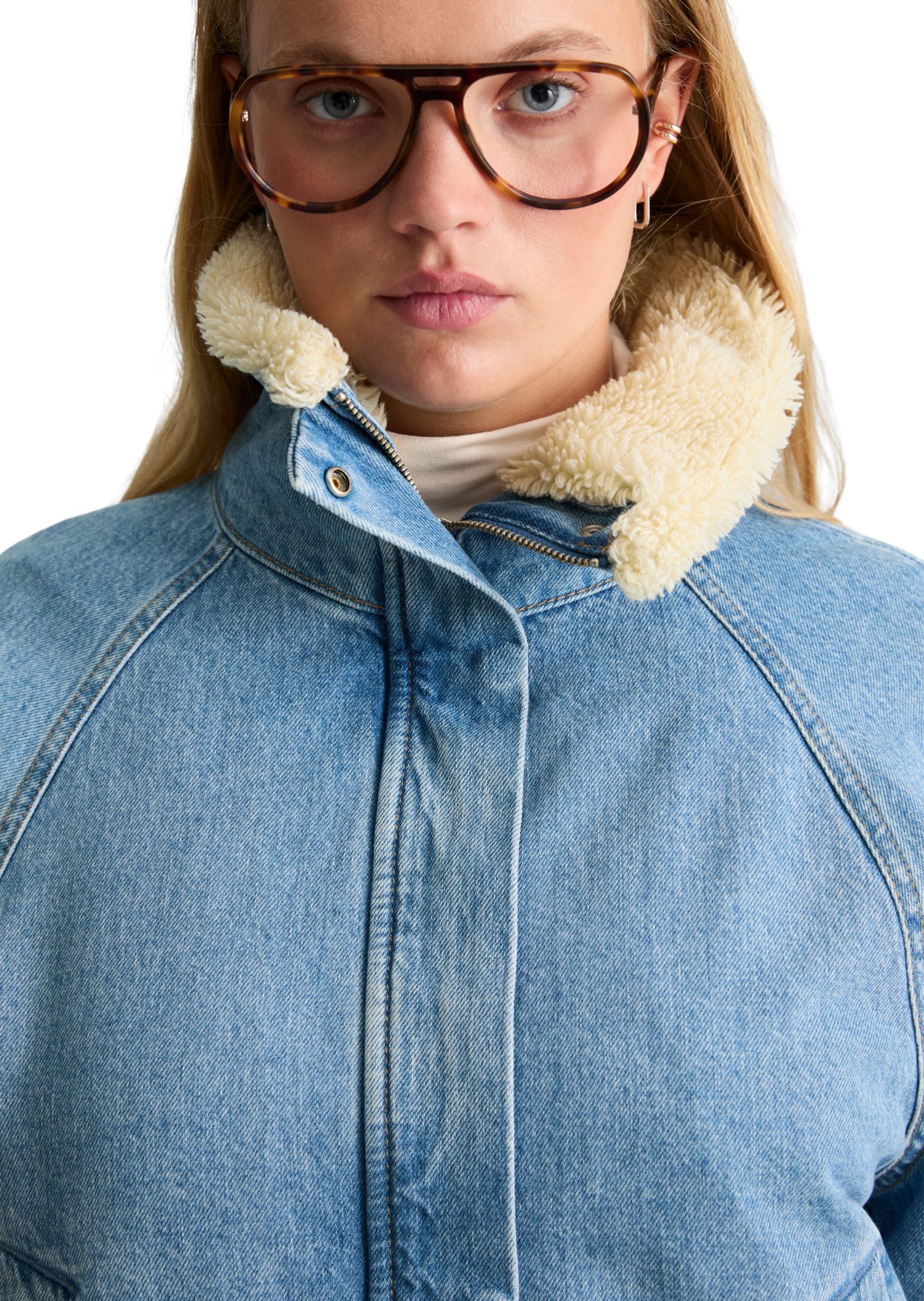 Marc O'Polo DENIM Jeansjacke mit Futter in Lammfell-Optik – Bild 4 von 5