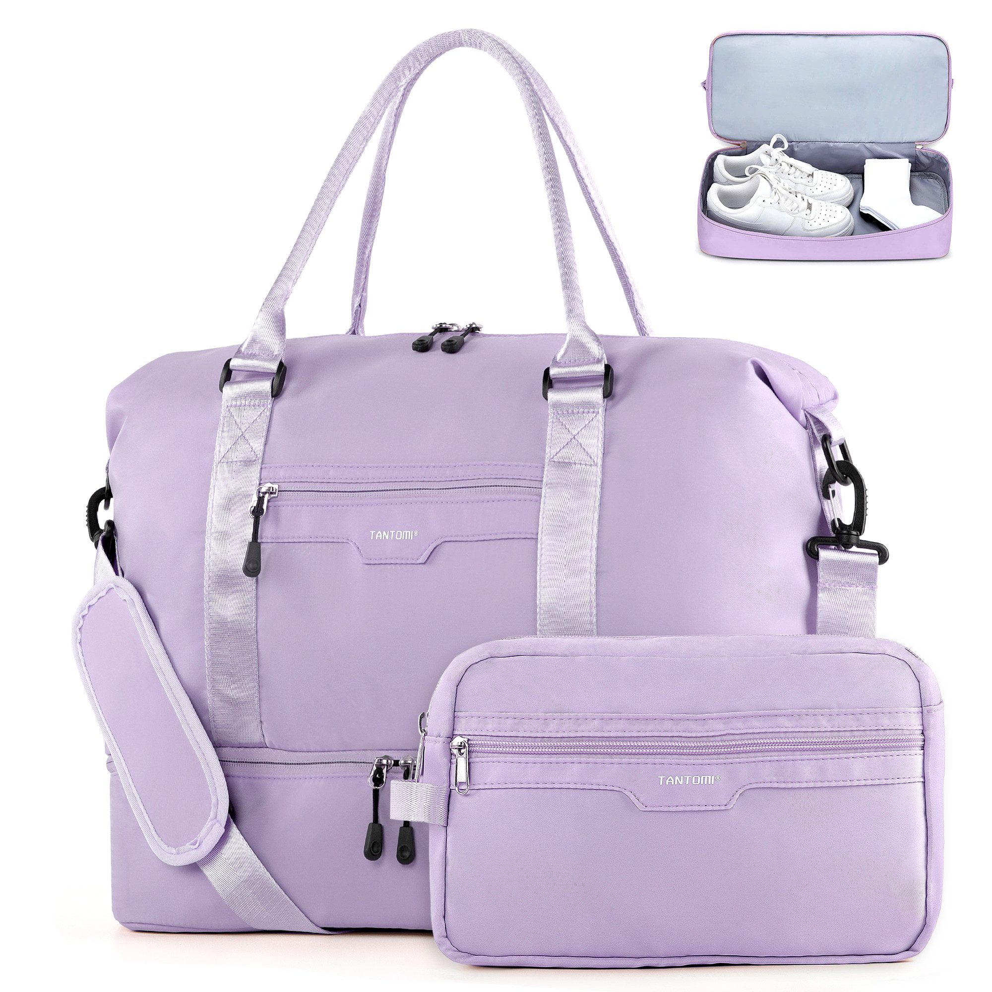 TANTOMI Reisetasche Erweiterbares Reisetasche mit Schuhfach & Kulturbeutel (46x23x32 Handgepäck), Nassfach, Wasserdicht Travel Bag Fitnesstasche Trainingstasche