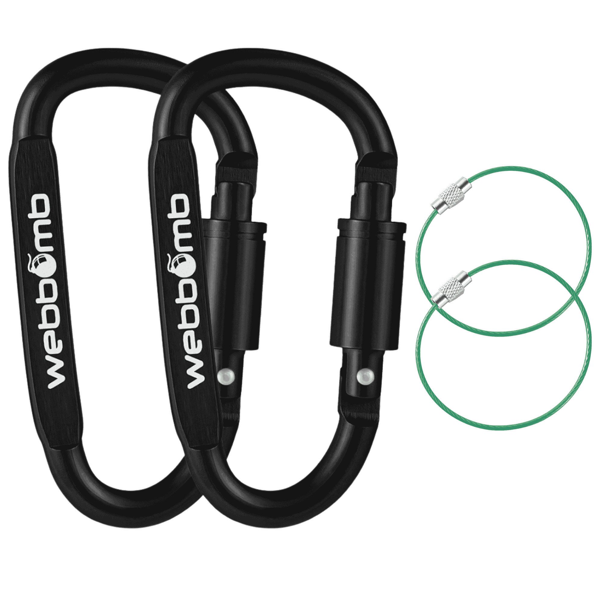 WEBBOMB Karabiner 8cm Schraubkarabiner Karabinerhaken + Schlüsselring Schlüsselanhänger, (2 St)