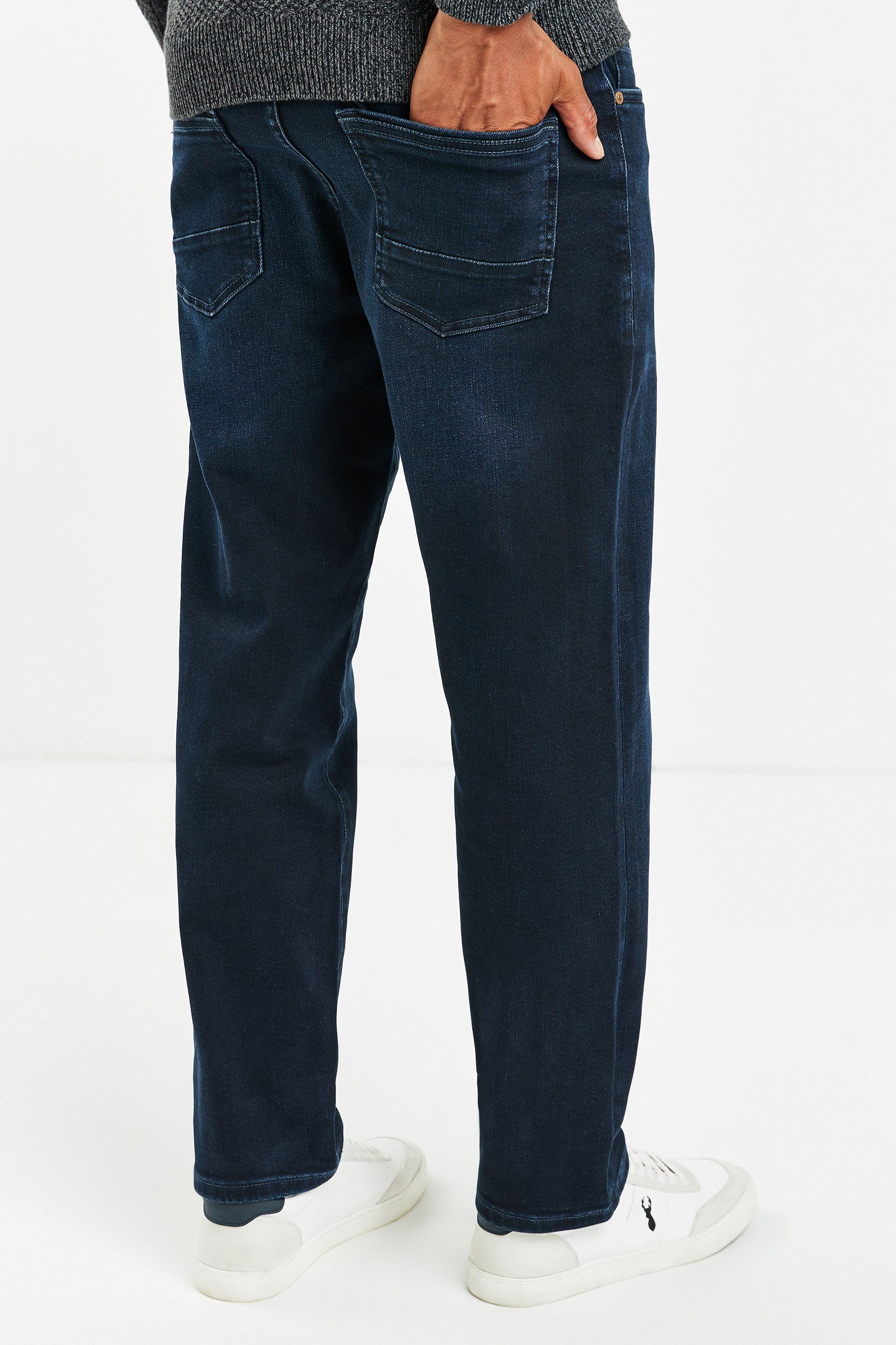 Straight-Jeans (2-tlg) Straight Next Jeans Blue Gürtel Fit Ink mit