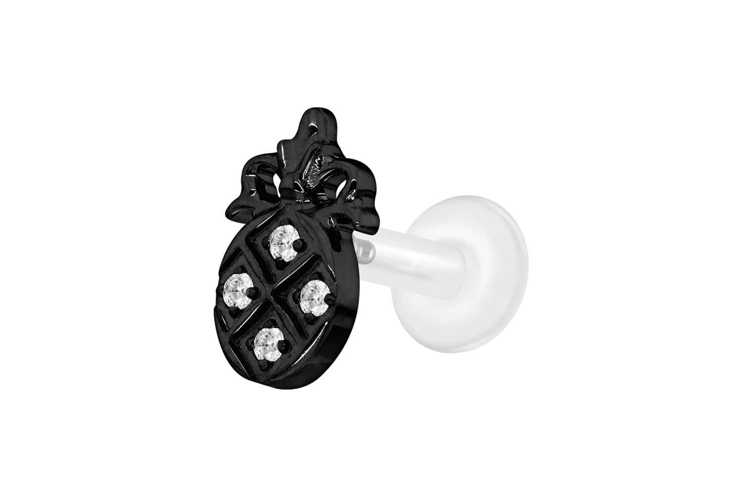 PIERCINGLINE Piercing-Set PTFE Labret mit Innengewinde + Titan-Aufsatz KRISTALLANANAS (Labrets, 1-tlg)