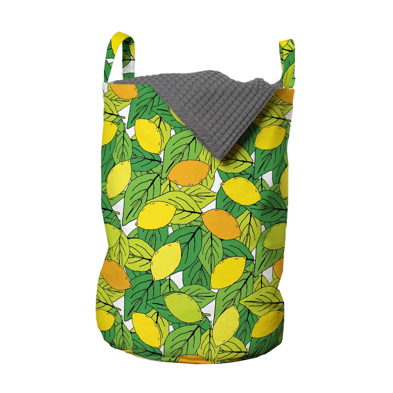 Abakuhaus Wäschesäckchen Wäschekorb mit Griffen Hand Kordelzugverschluss für Citrus Zitronen Waschsalons, Drawn Doodle