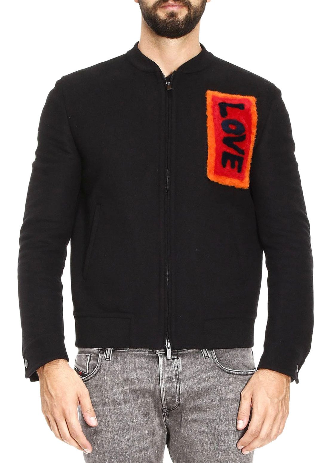 FENDI Bomberjacke Retro Love Vintage Blouson Jacke Abnehmbare Patches, elastischer Bund und elastische Bündchen