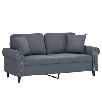 vidaXL Sofa 2-Sitzer-Sofa mit Zierkissen Dunkelgrau 140 cm Samt