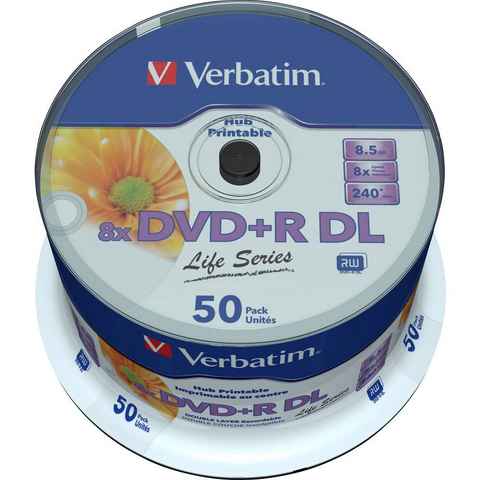 Verbatim DVD-Rohling DVD+R DL 8.5GB 8x 50er Spindel bedruckbar, Bedruckbar