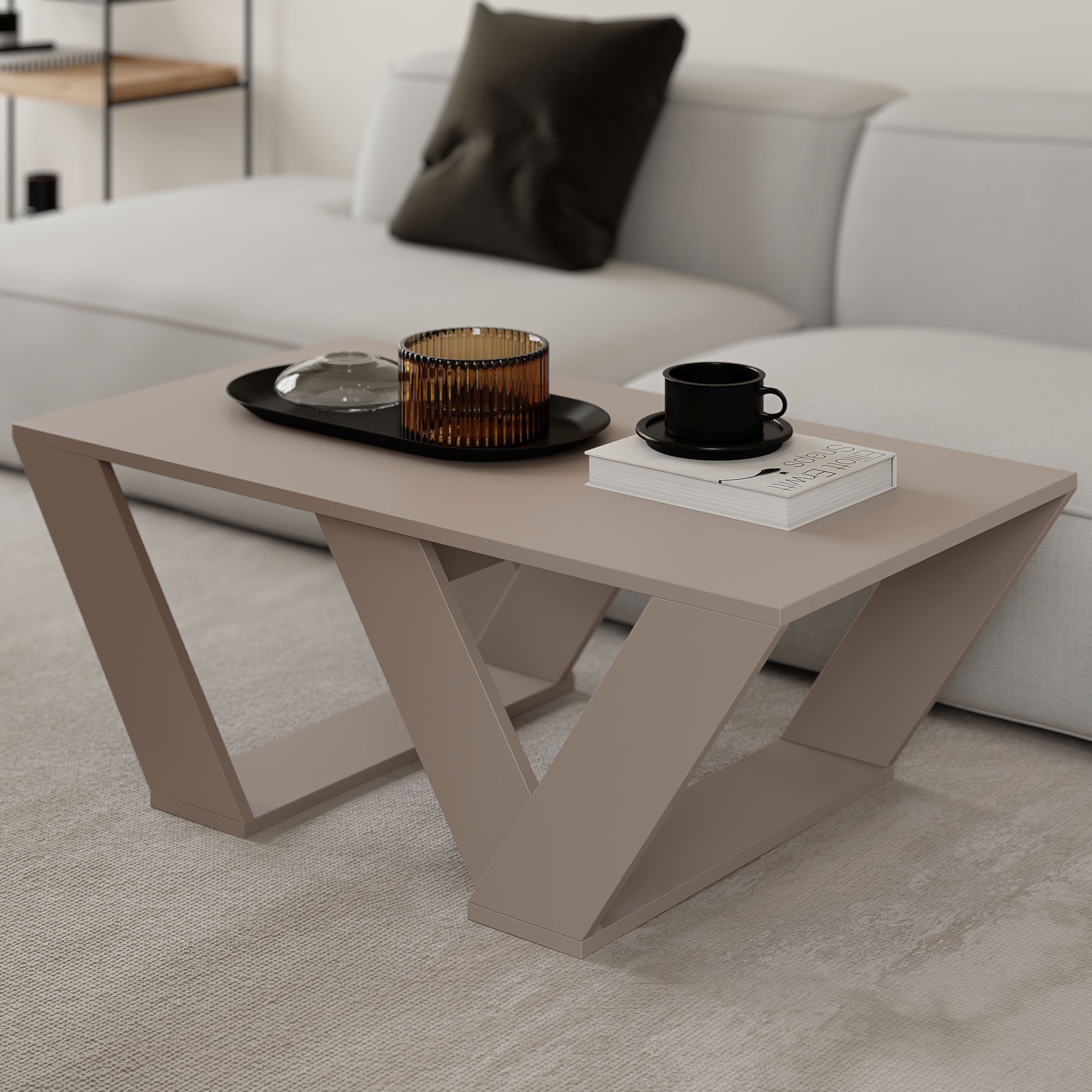 Decortie Couchtisch Pipra, Moderner Couchtisch, 110 x 60 x 40 cm