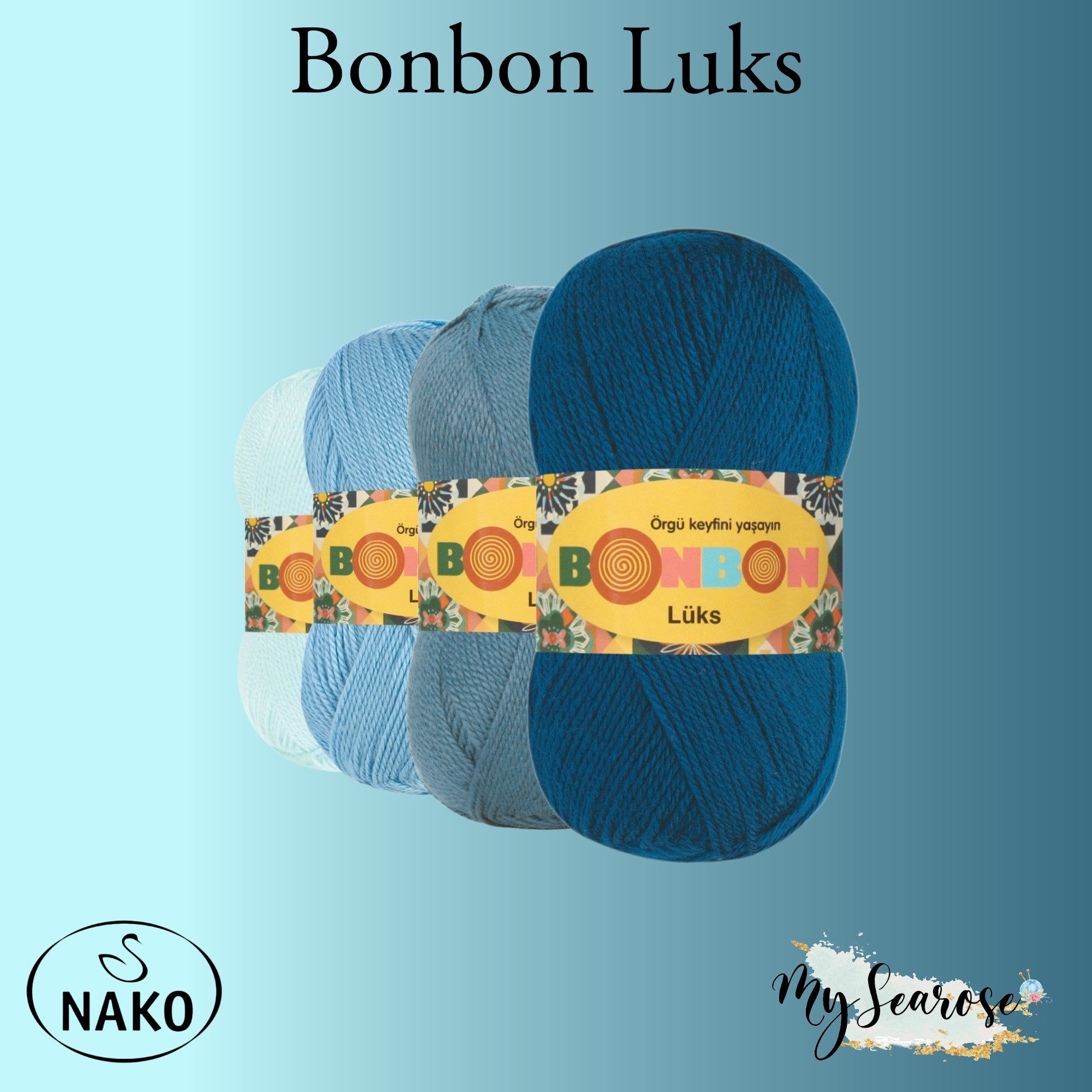 NAKO 5 x NAKO Bonbon Lüks Häkelwolle, 240 m, Strickgarn,Antipilling,Häkelgarn