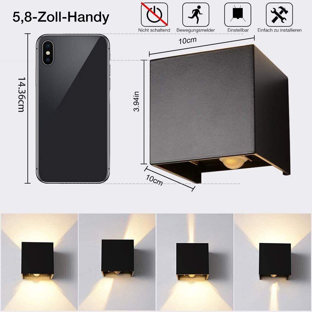 PRIISF Außen-Wandleuchte Cube Würfel LED Wandlampe Up Down Wandstrahler Gar günstig online kaufen